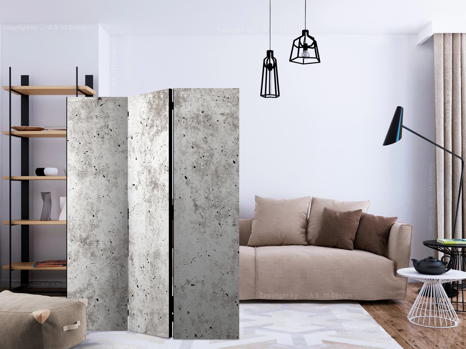 

Parawan 3-częściowy - Miejski styl: Beton [Room Dividers] (rozmiar 135x172)