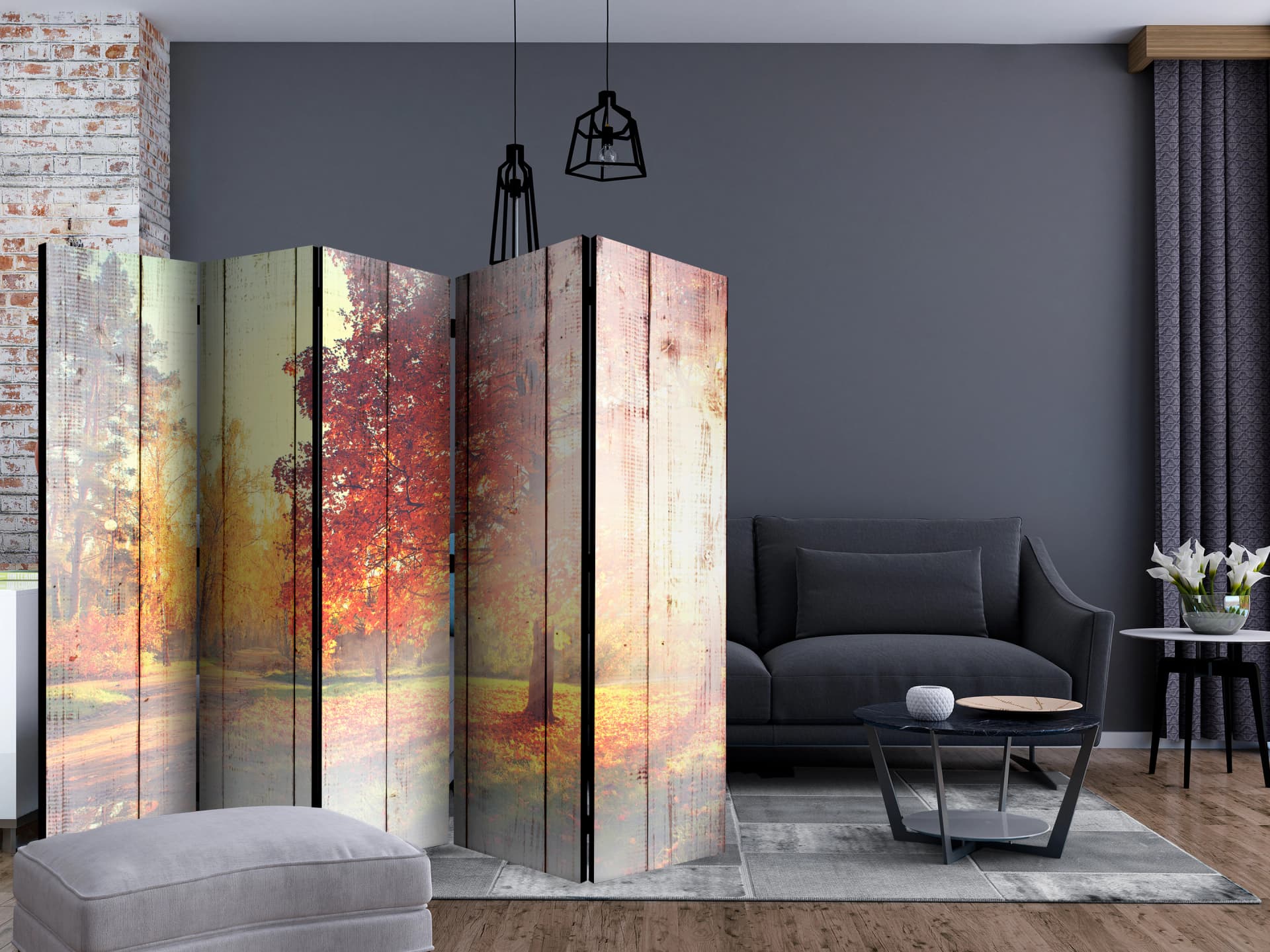 

Parawan 5-częściowy - Jesienne słońce II [Room Dividers] (rozmiar 225x172)