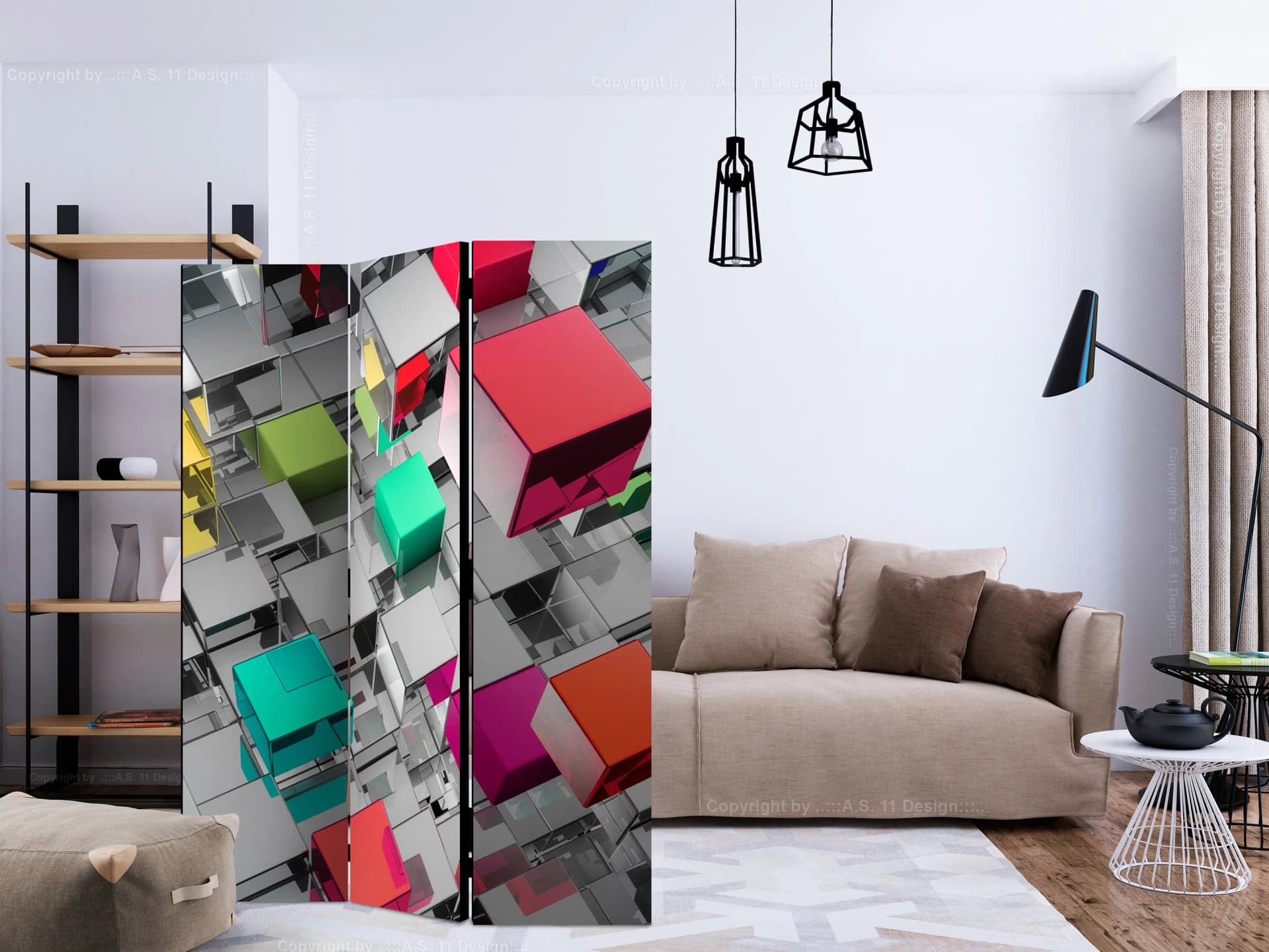 

Parawan 3-częściowy - Kolory metalu [Room Dividers] (rozmiar 135x172)