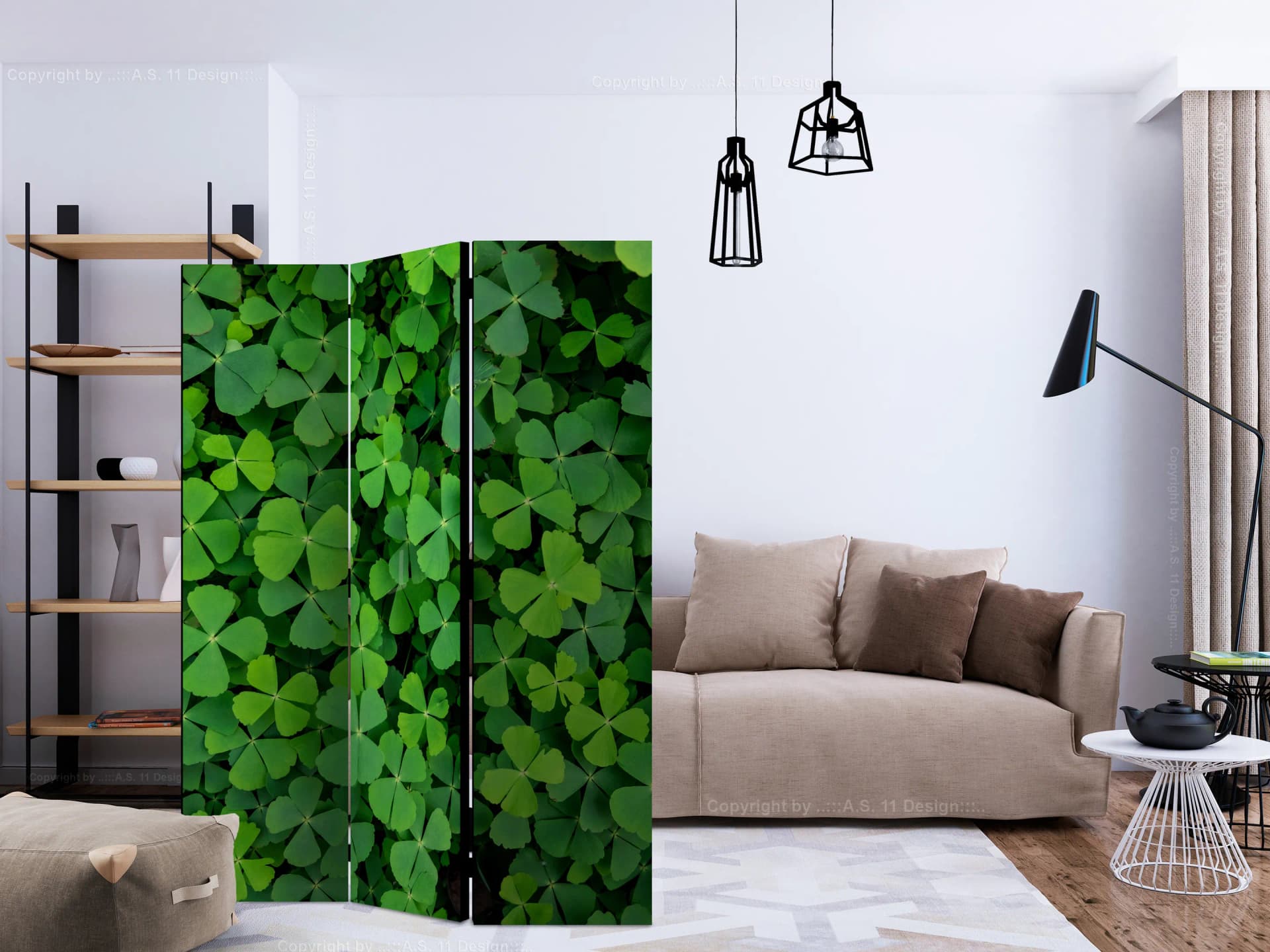 

Parawan 3-częściowy - Zielona koniczyna [Room Dividers] (rozmiar 135x172)