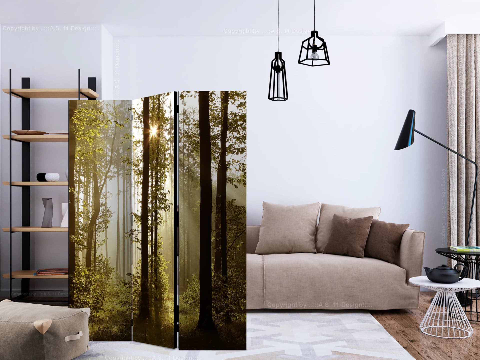 

Parawan 3-częściowy - Las: Poranne słońce [Room Dividers] (rozmiar 135x172)