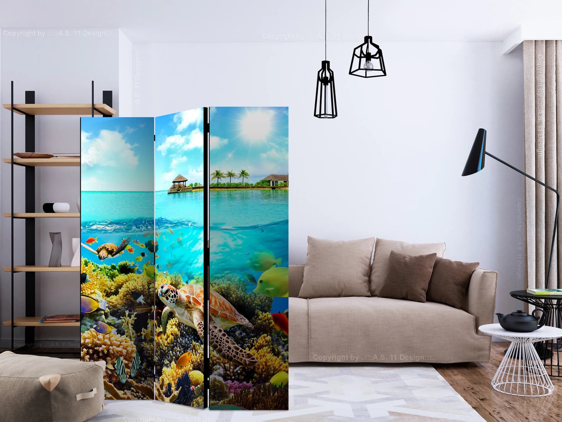 

Parawan 3-częściowy - Rajskie Malediwy [Room Dividers] (rozmiar 135x172)
