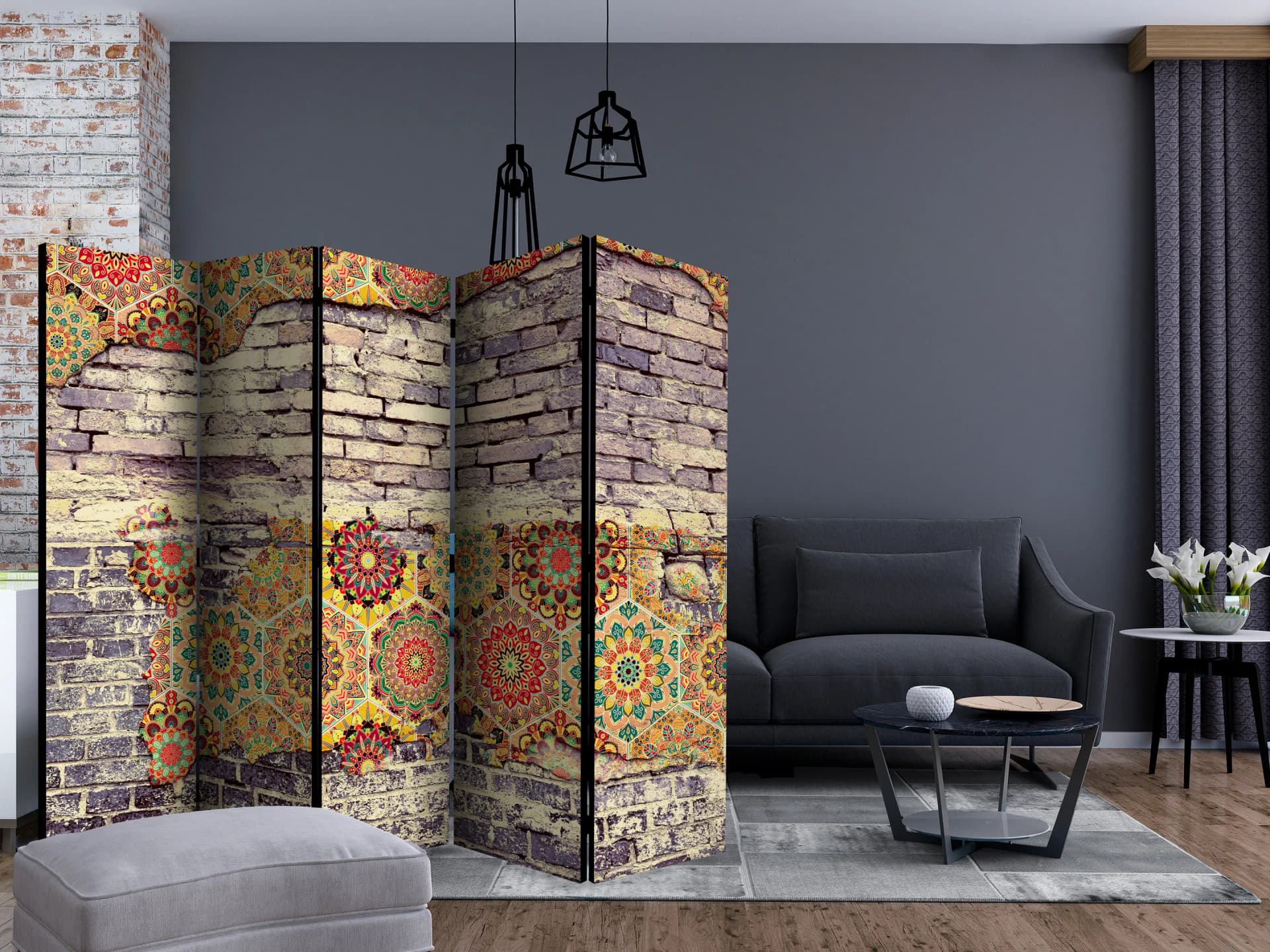 

Parawan 5-częściowy - Kolorowe równanie II [Room Dividers] (rozmiar 225x172)