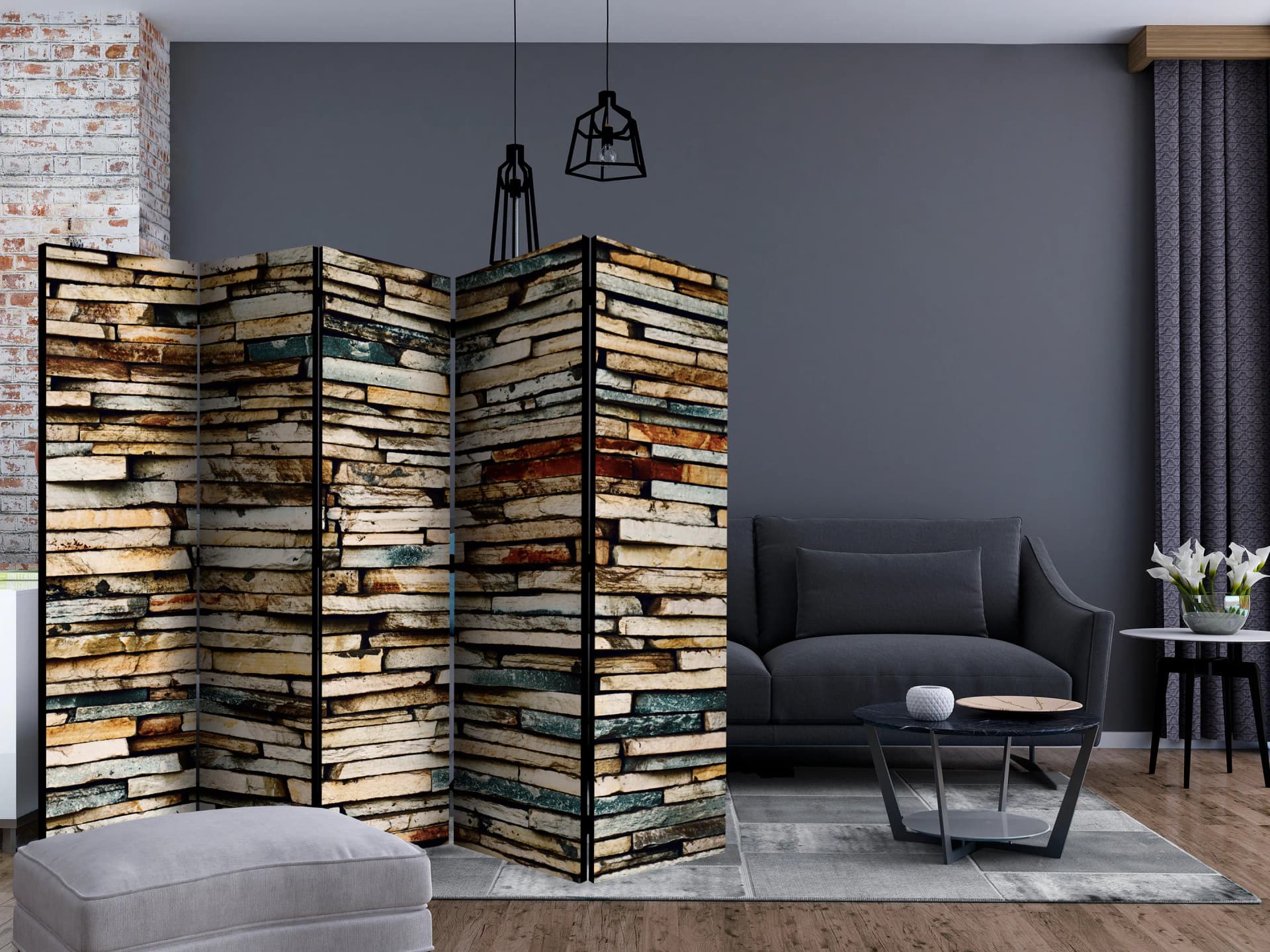 

Parawan 5-częściowy - Kamienna harmonia II [Room Dividers] (rozmiar 225x172)