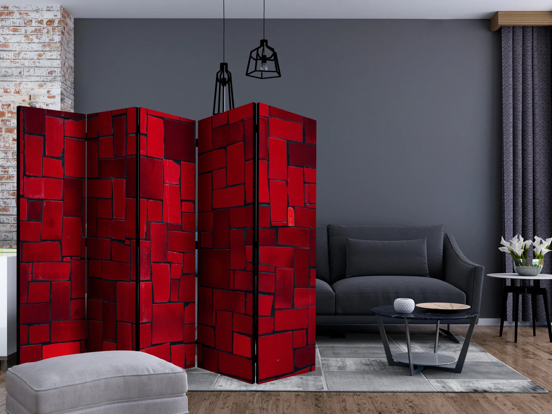 

Parawan 5-częściowy - Czerwona imaginacja II [Room Dividers] (rozmiar 225x172)