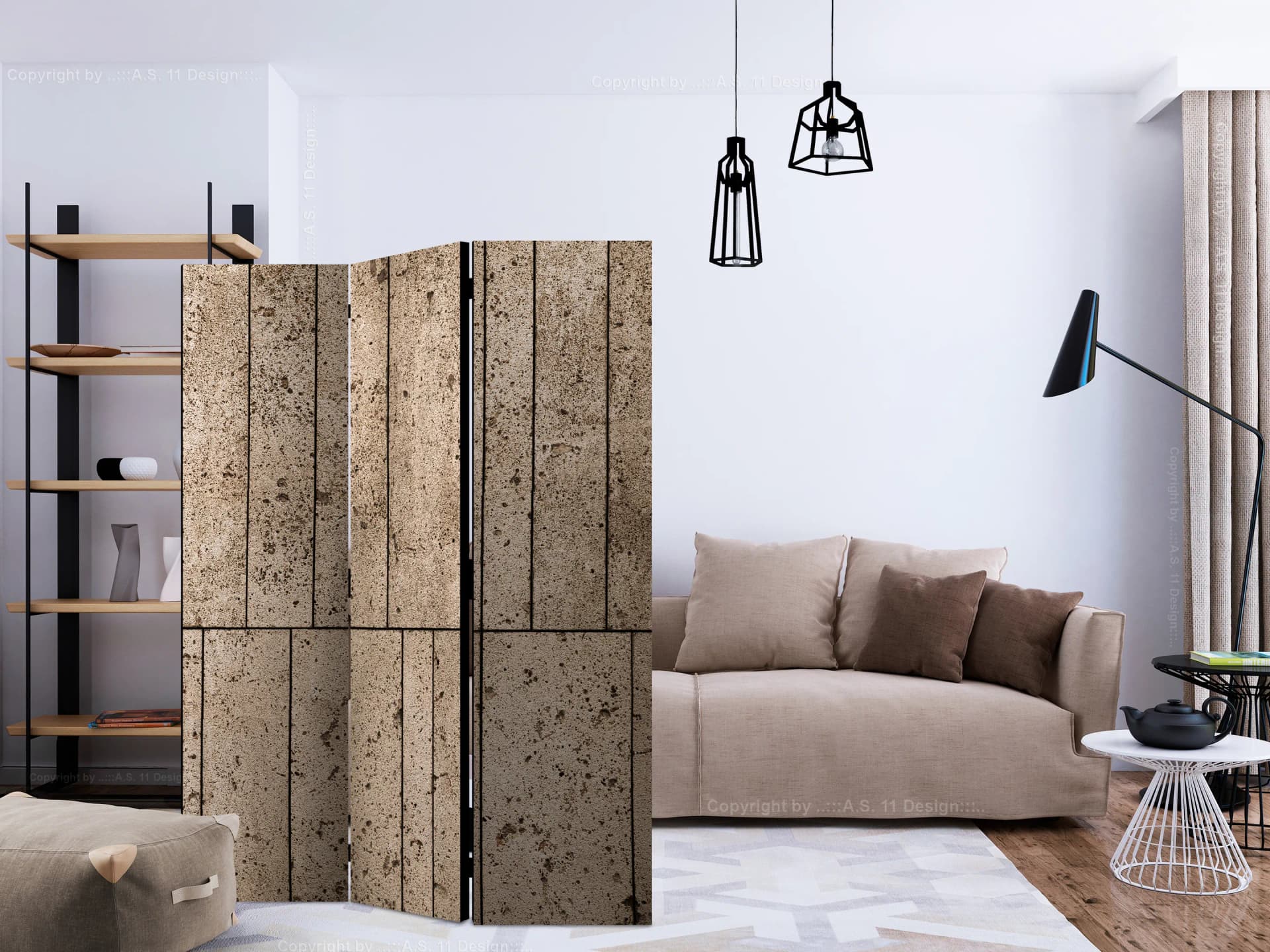 

Parawan 3-częściowy - Beżowy mur [Room Dividers] (rozmiar 135x172)