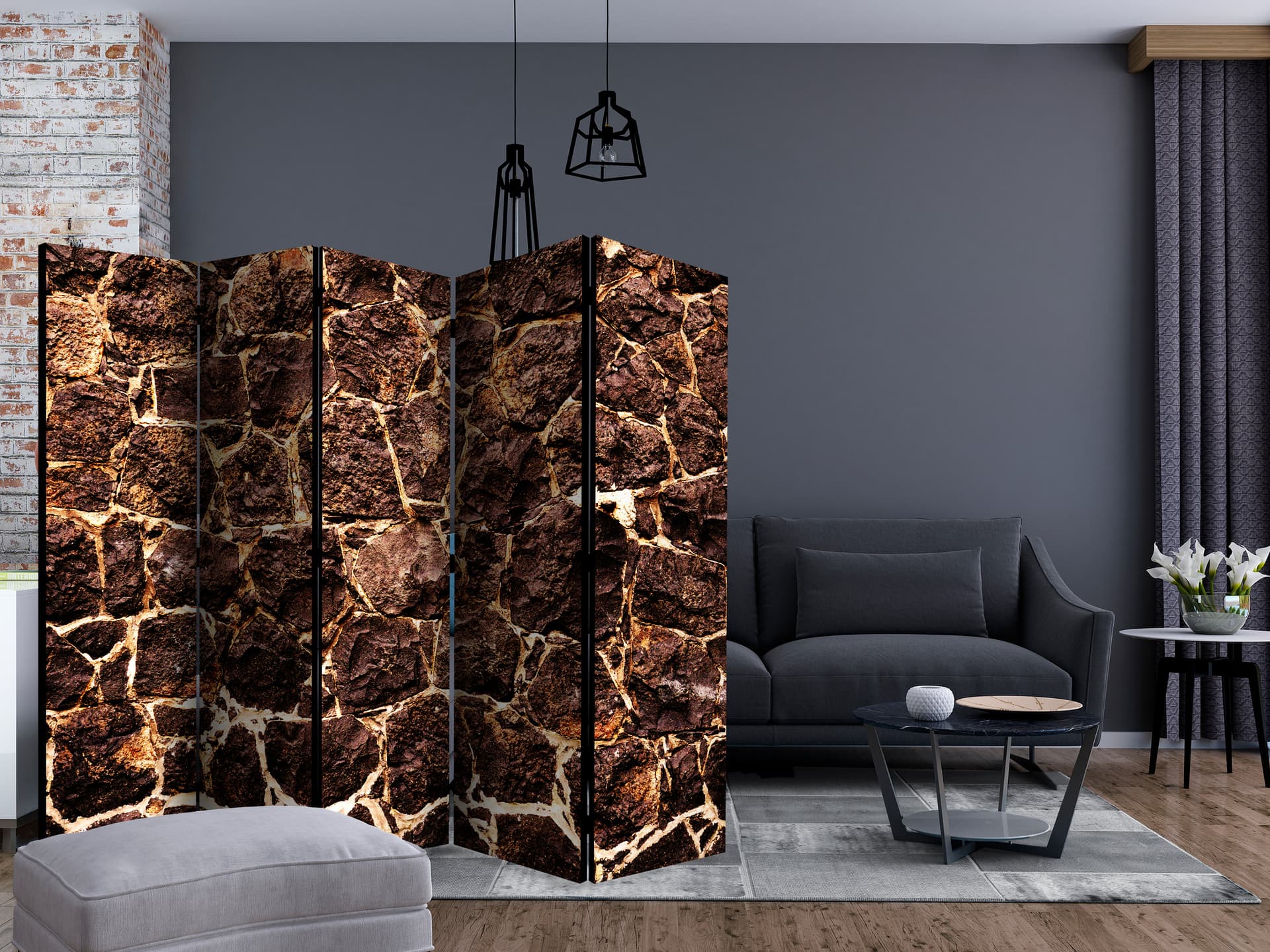 

Parawan 5-częściowy - Brązowa jaskinia II [Room Dividers] (rozmiar 225x172)