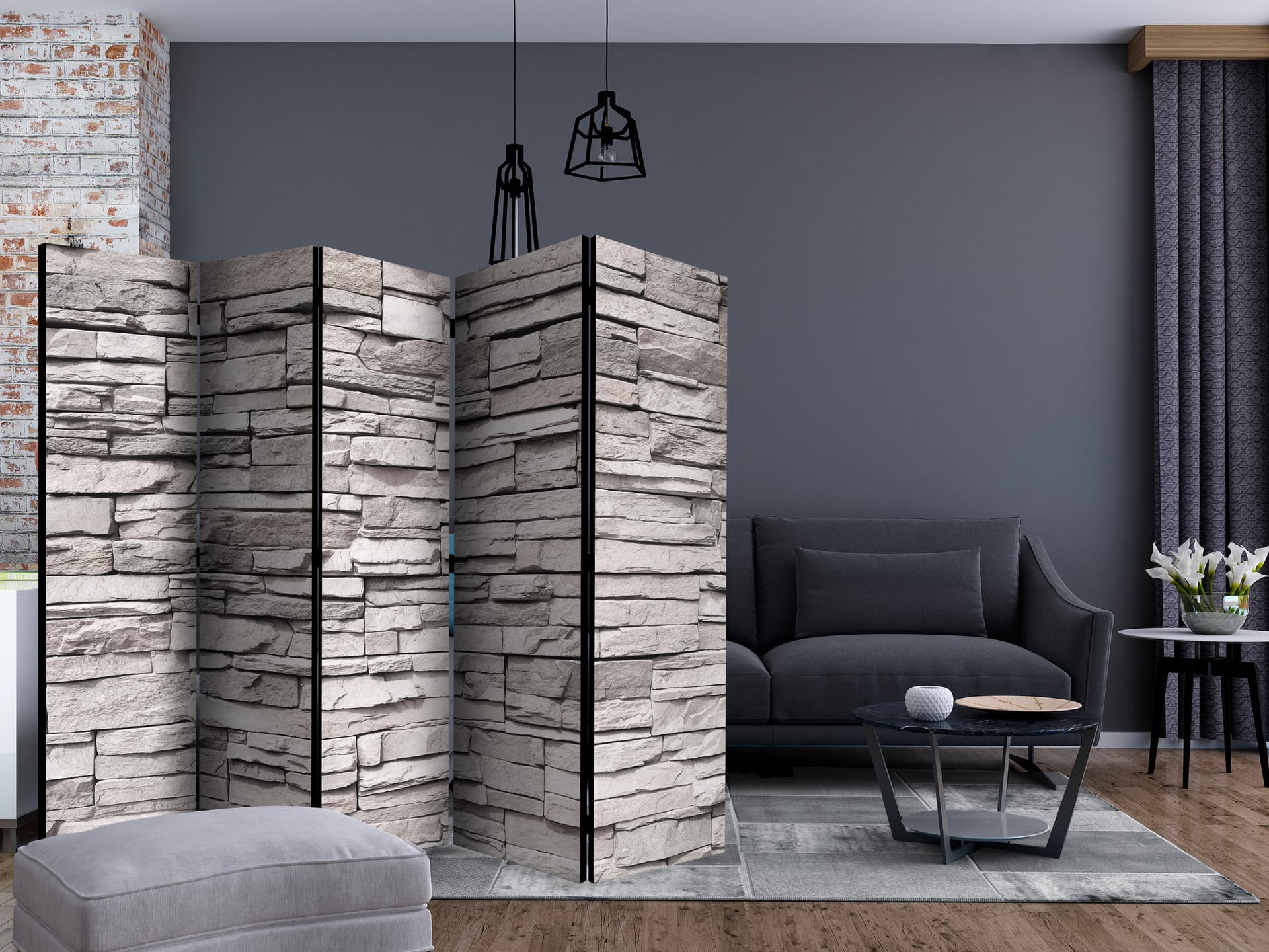 

Parawan 5-częściowy - Kamienna elegancja II [Room Dividers] (rozmiar 225x172)