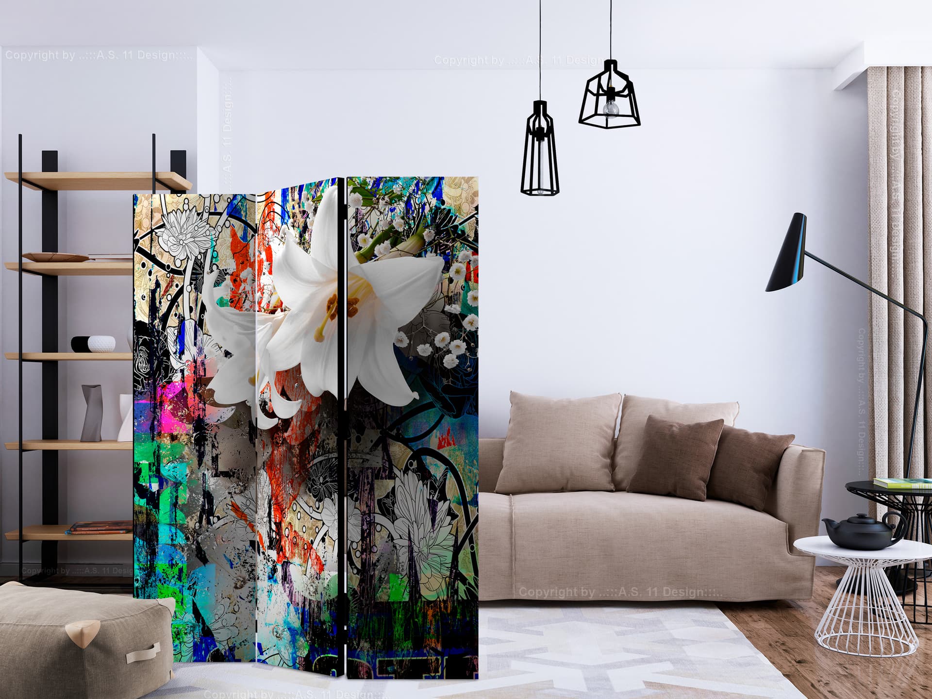 

Parawan 3-częściowy - Miejska lilia [Room Dividers] (rozmiar 135x172)