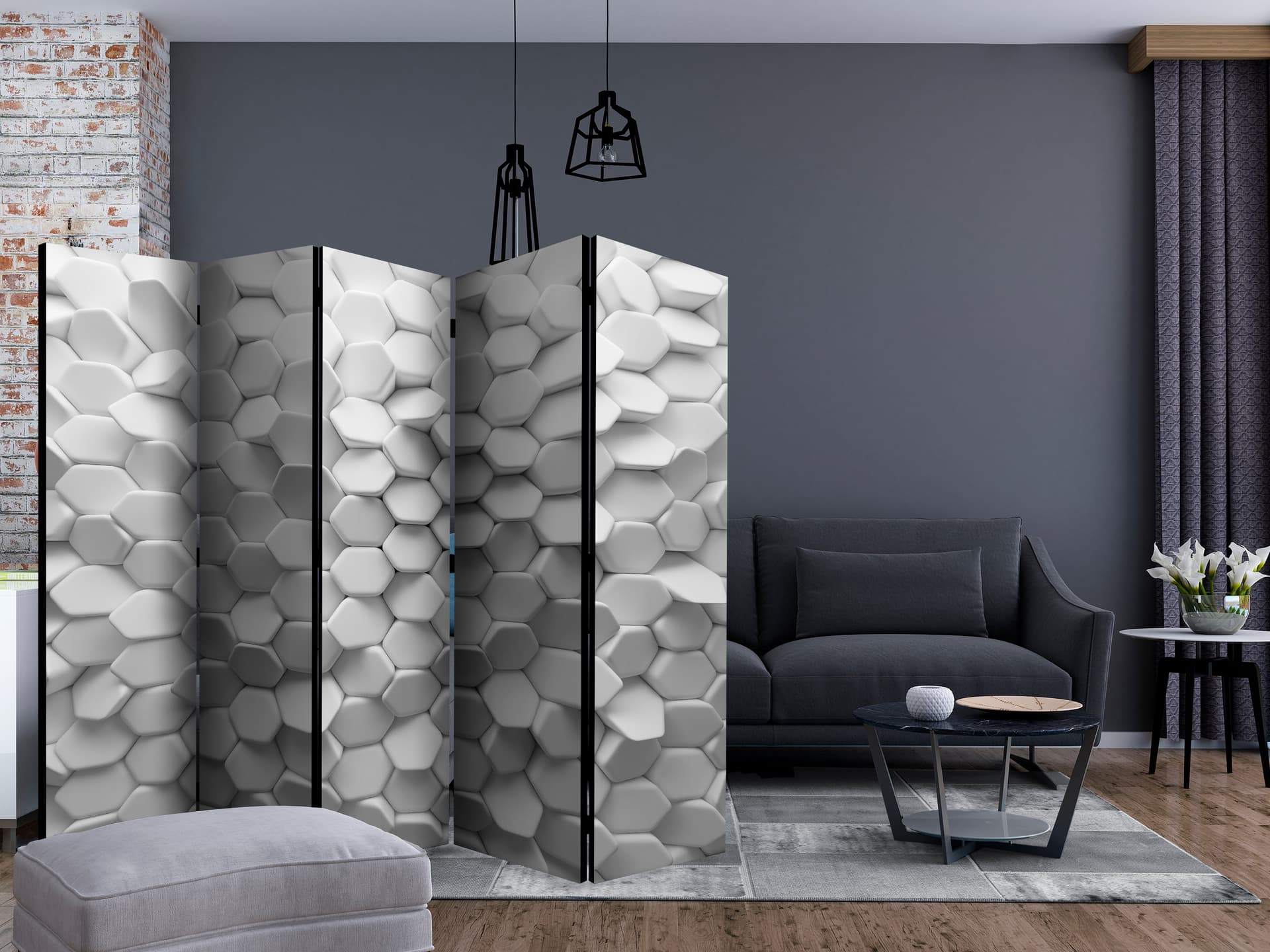 

Parawan 5-częściowy - Biała zagadka II [Room Dividers] (rozmiar 225x172)