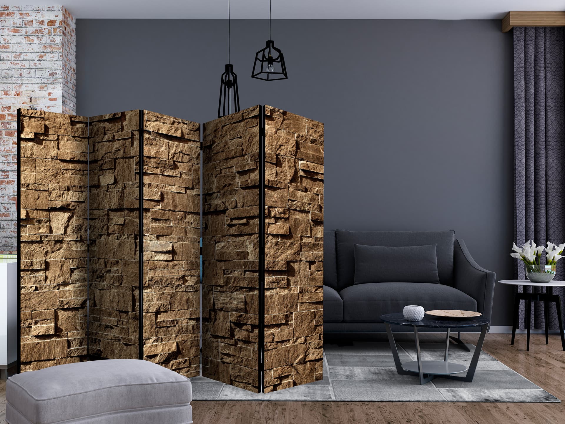 

Parawan 5-częściowy - Kamienna melodia II [Room Dividers] (rozmiar 225x172)