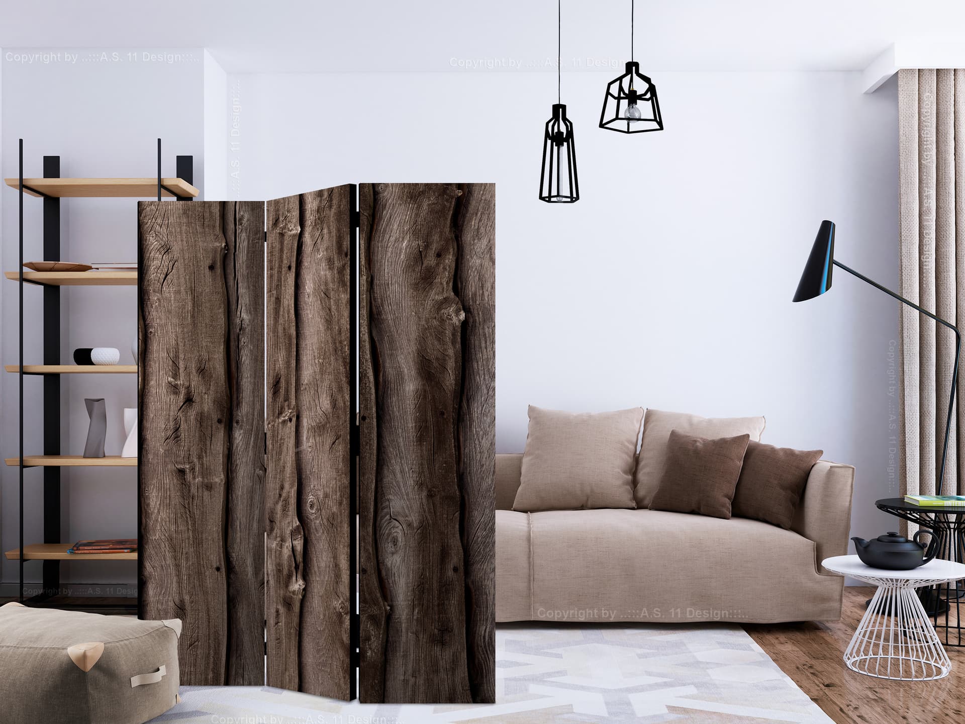 

Parawan 3-częściowy - Drewniana melodia [Room Dividers] (rozmiar 135x172)