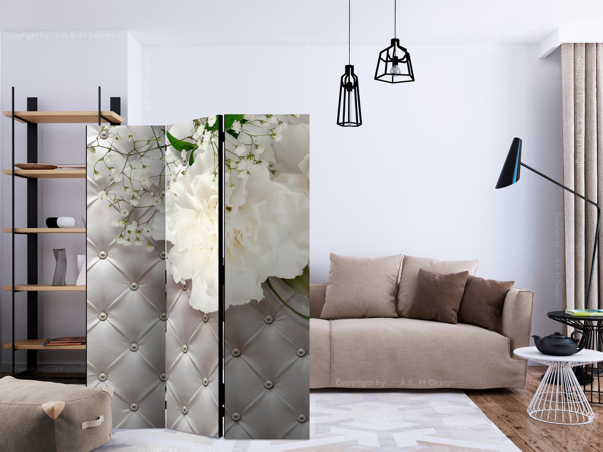 

Parawan 3-częściowy - Perłowy luksus [Room Dividers] (rozmiar 135x172)
