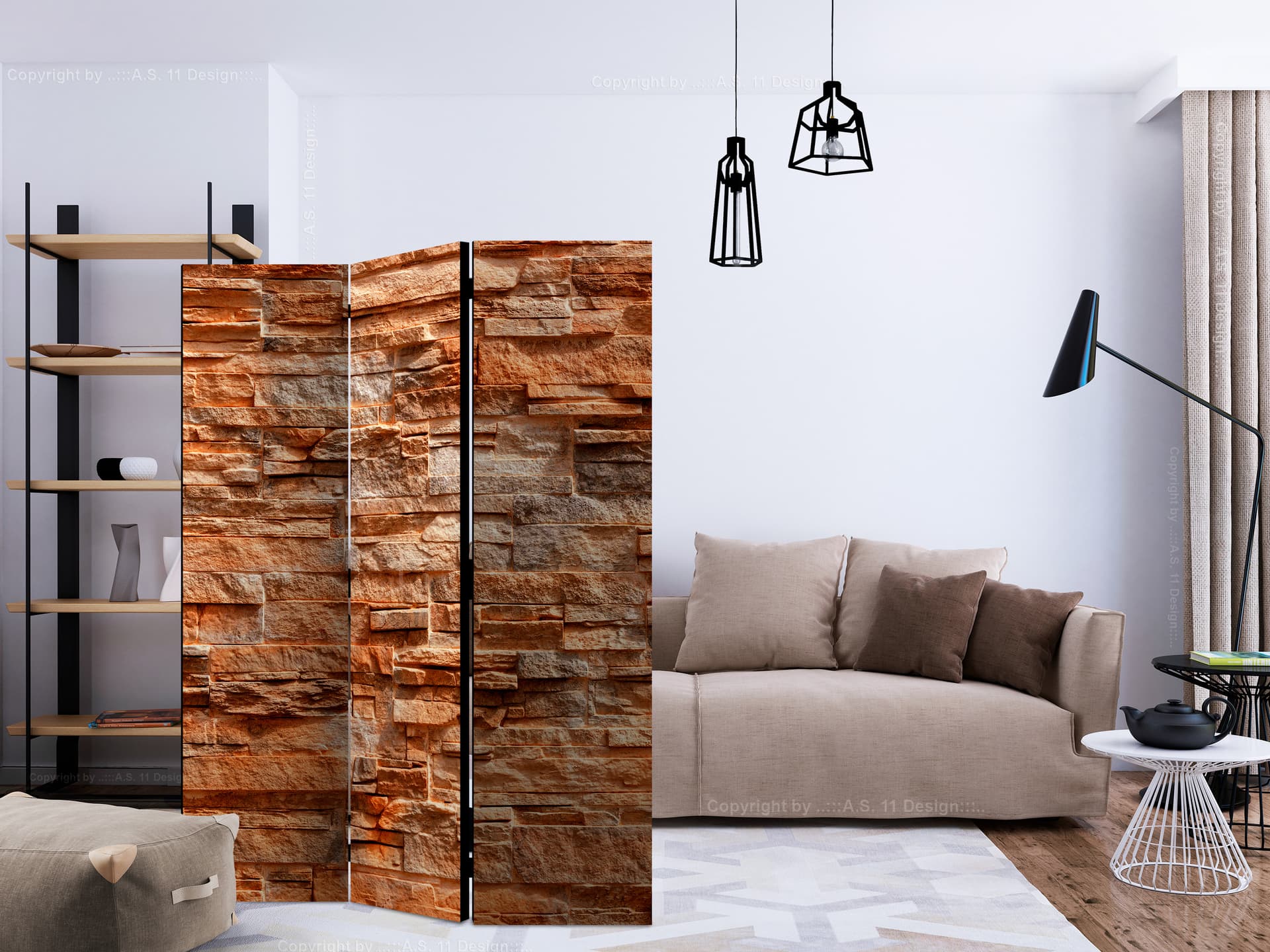 

Parawan 3-częściowy - Pomarańczowy kamień [Room Dividers] (rozmiar 135x172)
