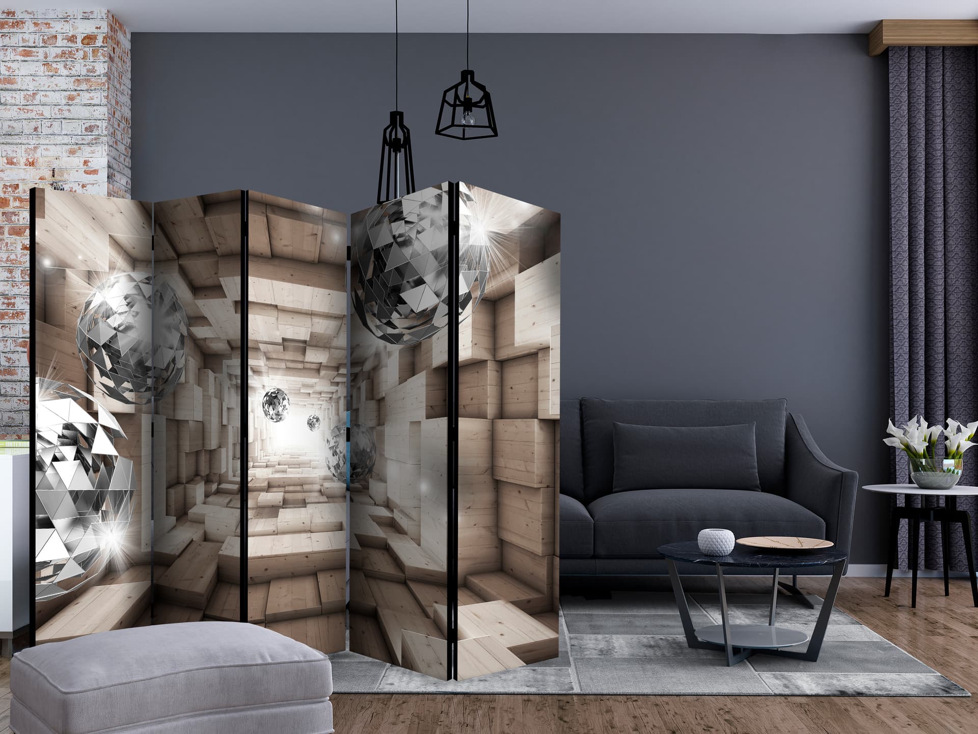 

Parawan 5-częściowy - W drewnianym tunelu II [Room Dividers] (rozmiar 225x172)