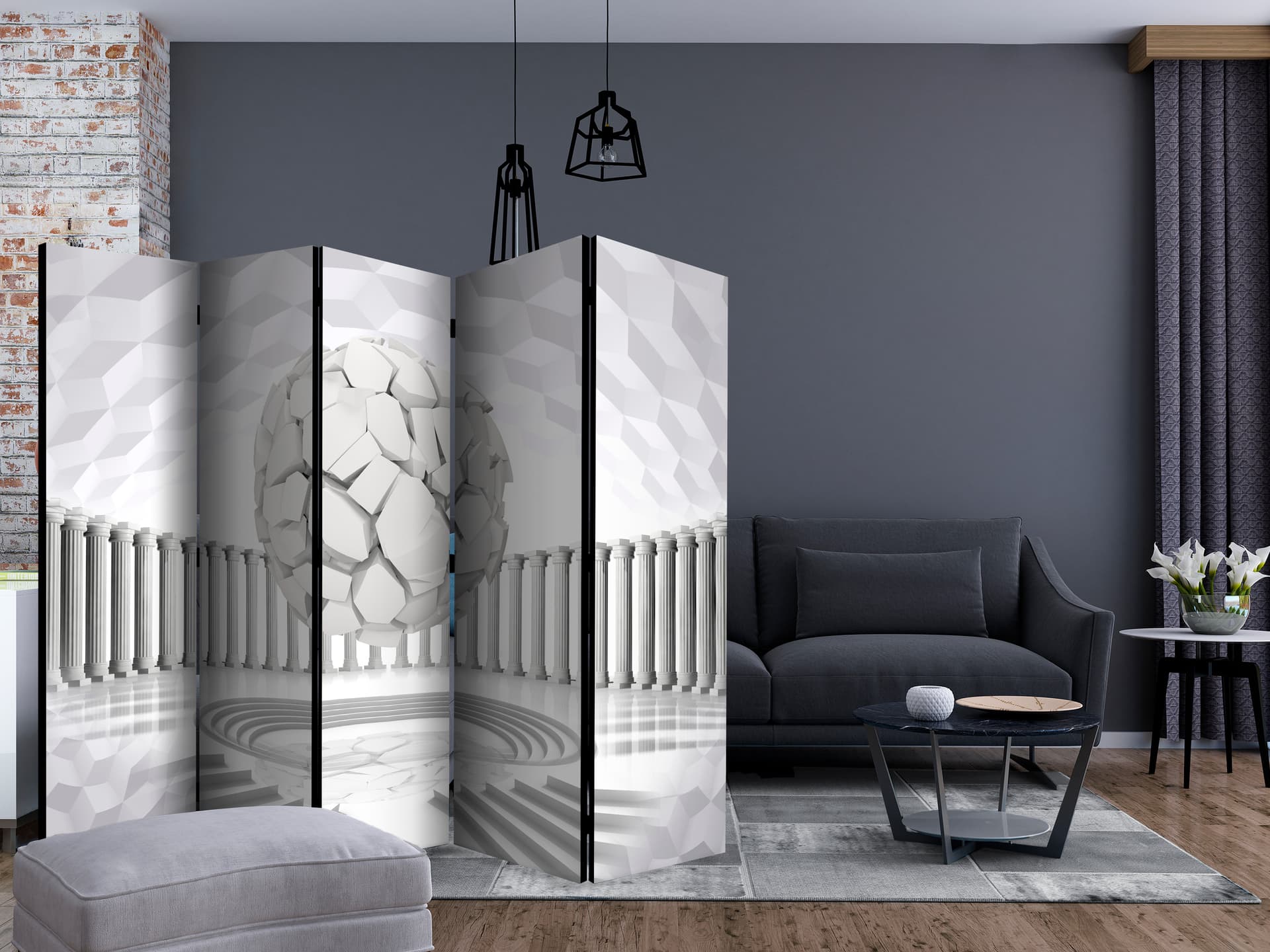 

Parawan 5-częściowy - Ukryta geometria II [Room Dividers] (rozmiar 225x172)