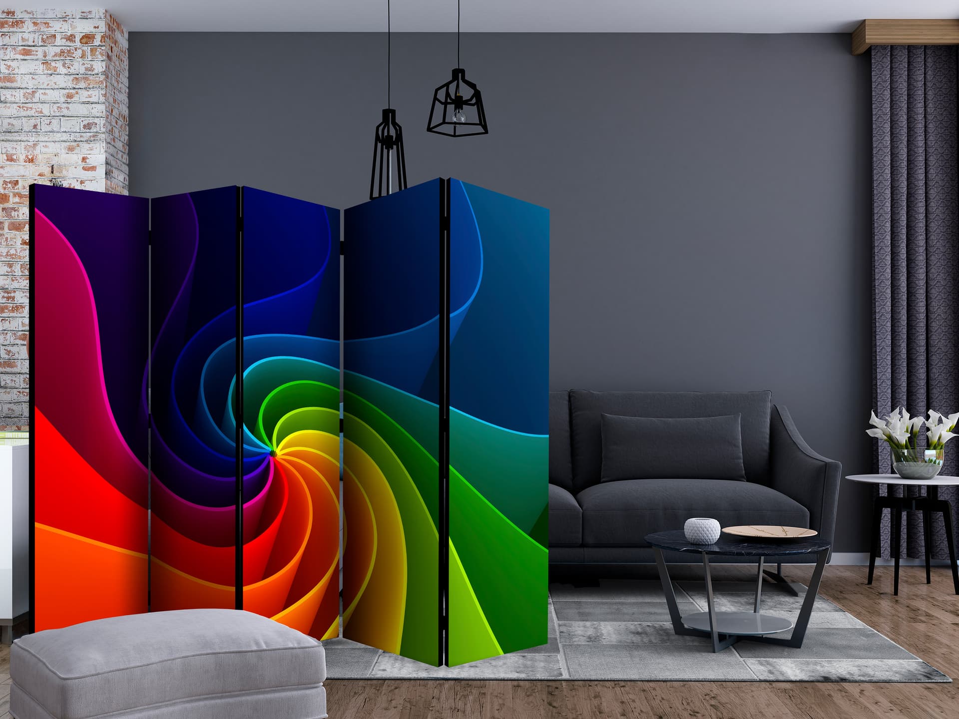 

Parawan 5-częściowy - Kolorowy wiatraczek II [Room Dividers] (rozmiar 225x172)