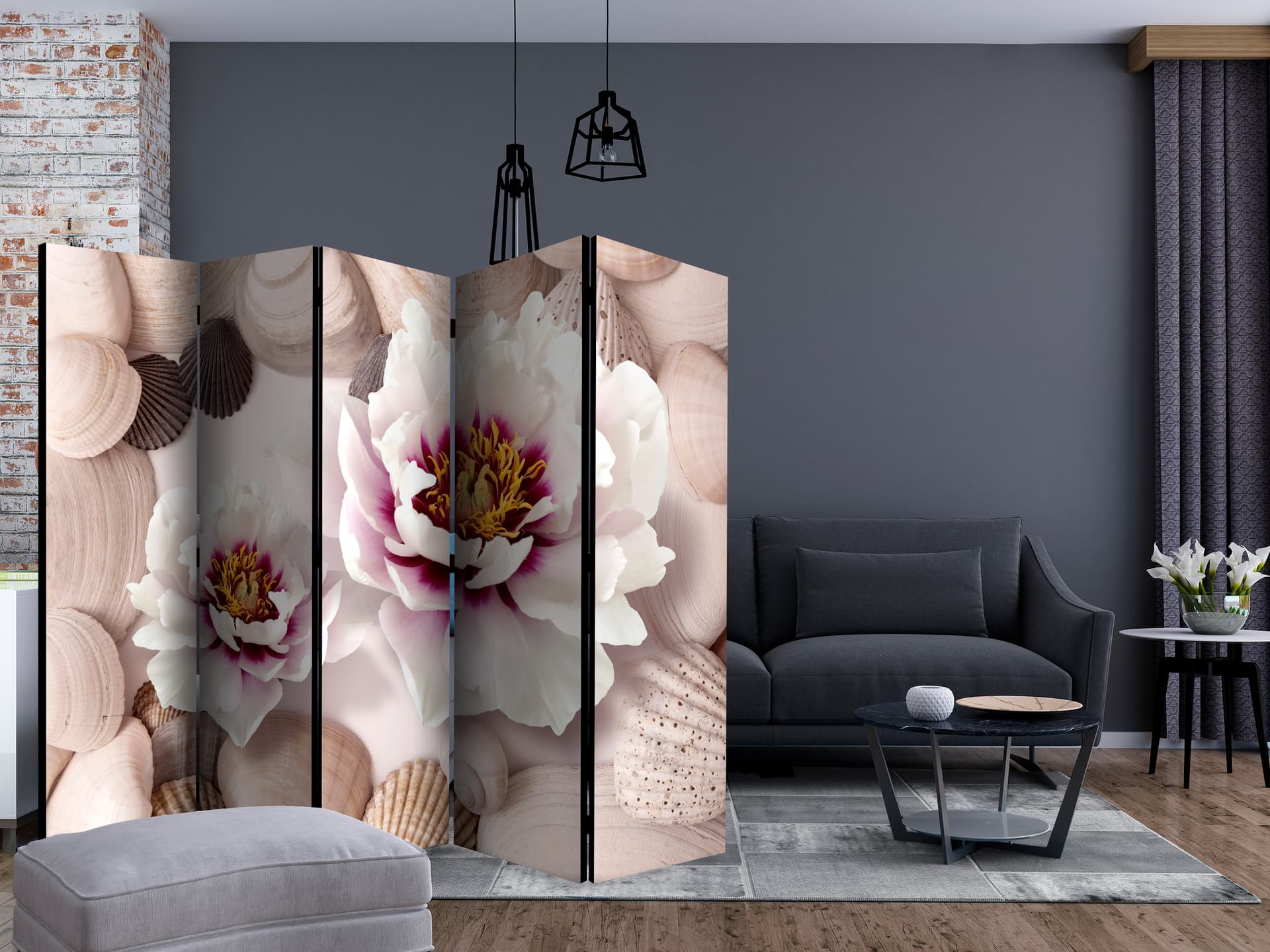 

Parawan 5-częściowy - Kwiaty i muszle II [Room Dividers] (rozmiar 225x172)