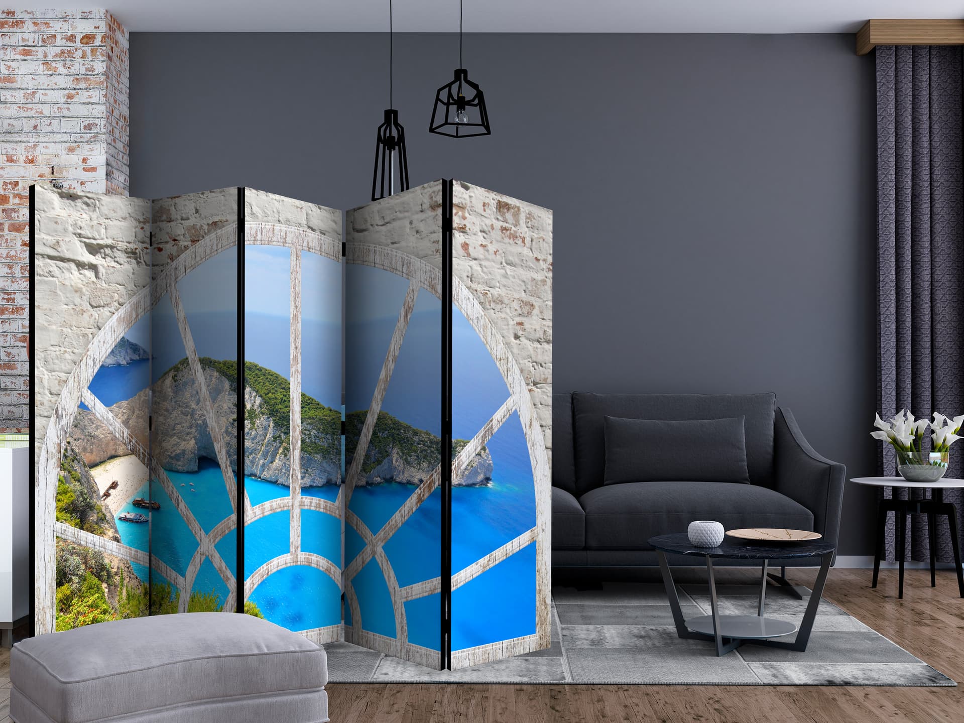 

Parawan 5-częściowy - Spójrz na Wyspę Marzeń II [Room Dividers] (rozmiar 225x172)