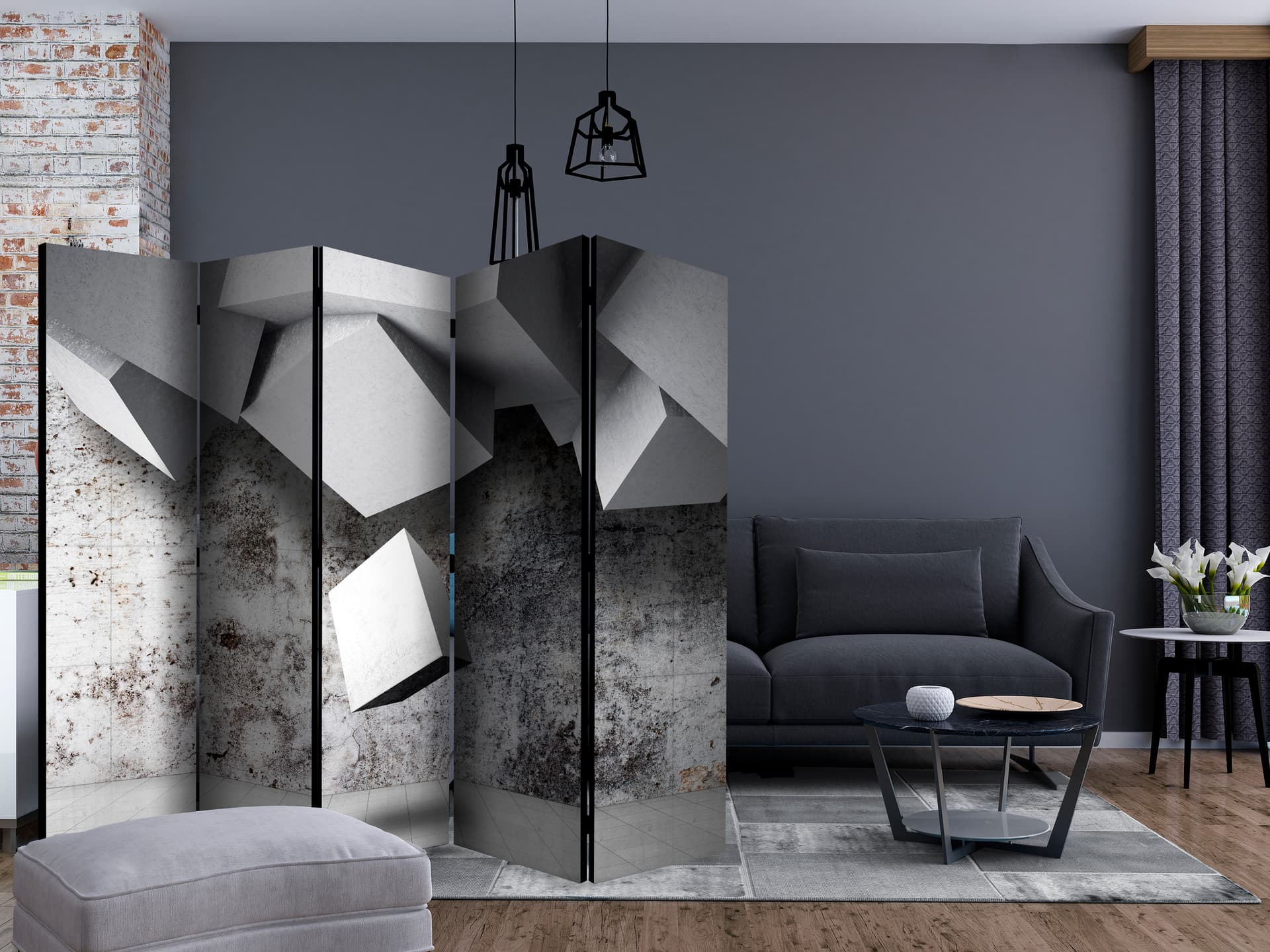 

Parawan 5-częściowy - Geometryczny deszcz II [Room Dividers] (rozmiar 225x172)