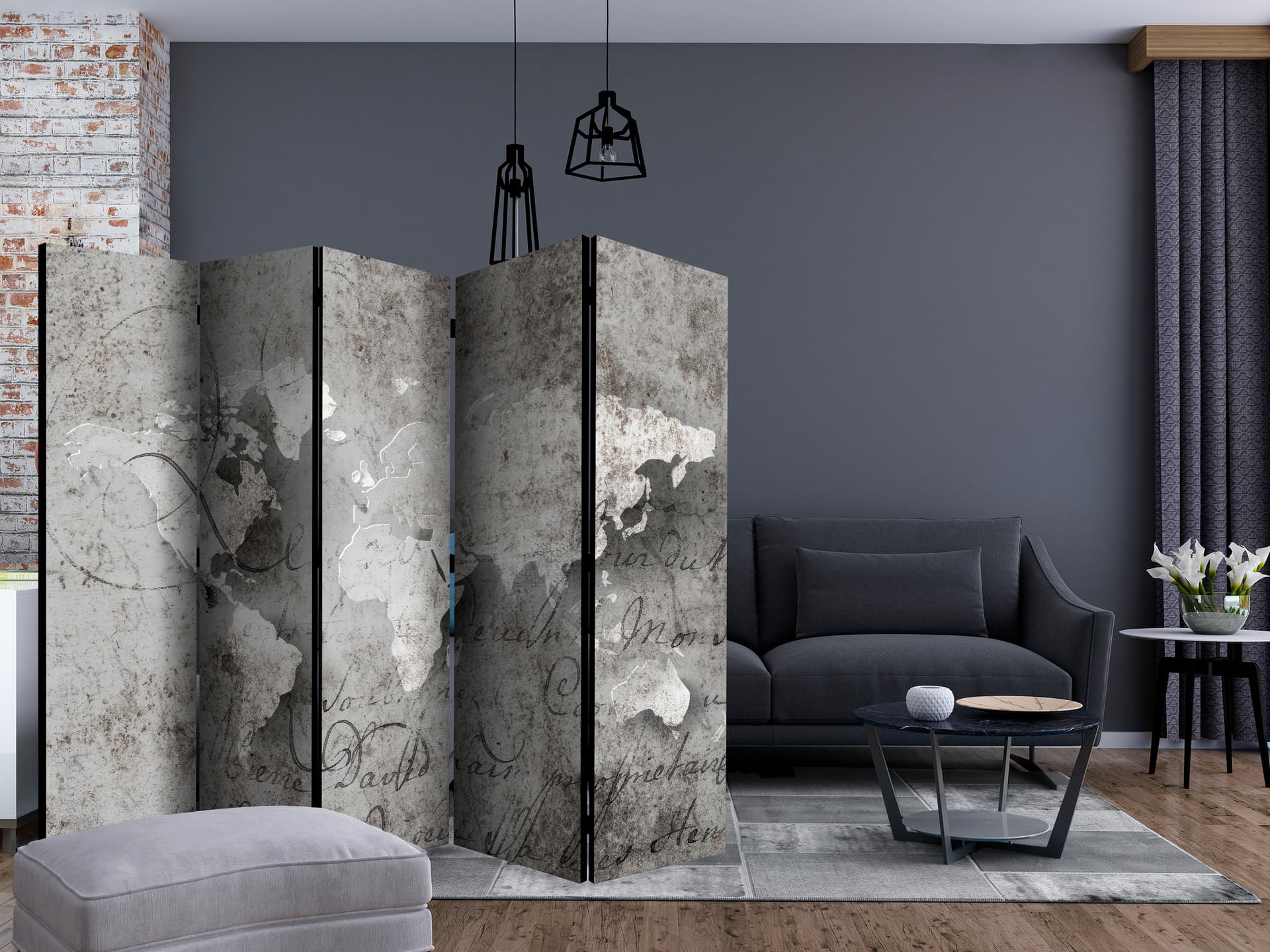 

Parawan 5-częściowy - Mapa i list II [Room Dividers] (rozmiar 225x172)