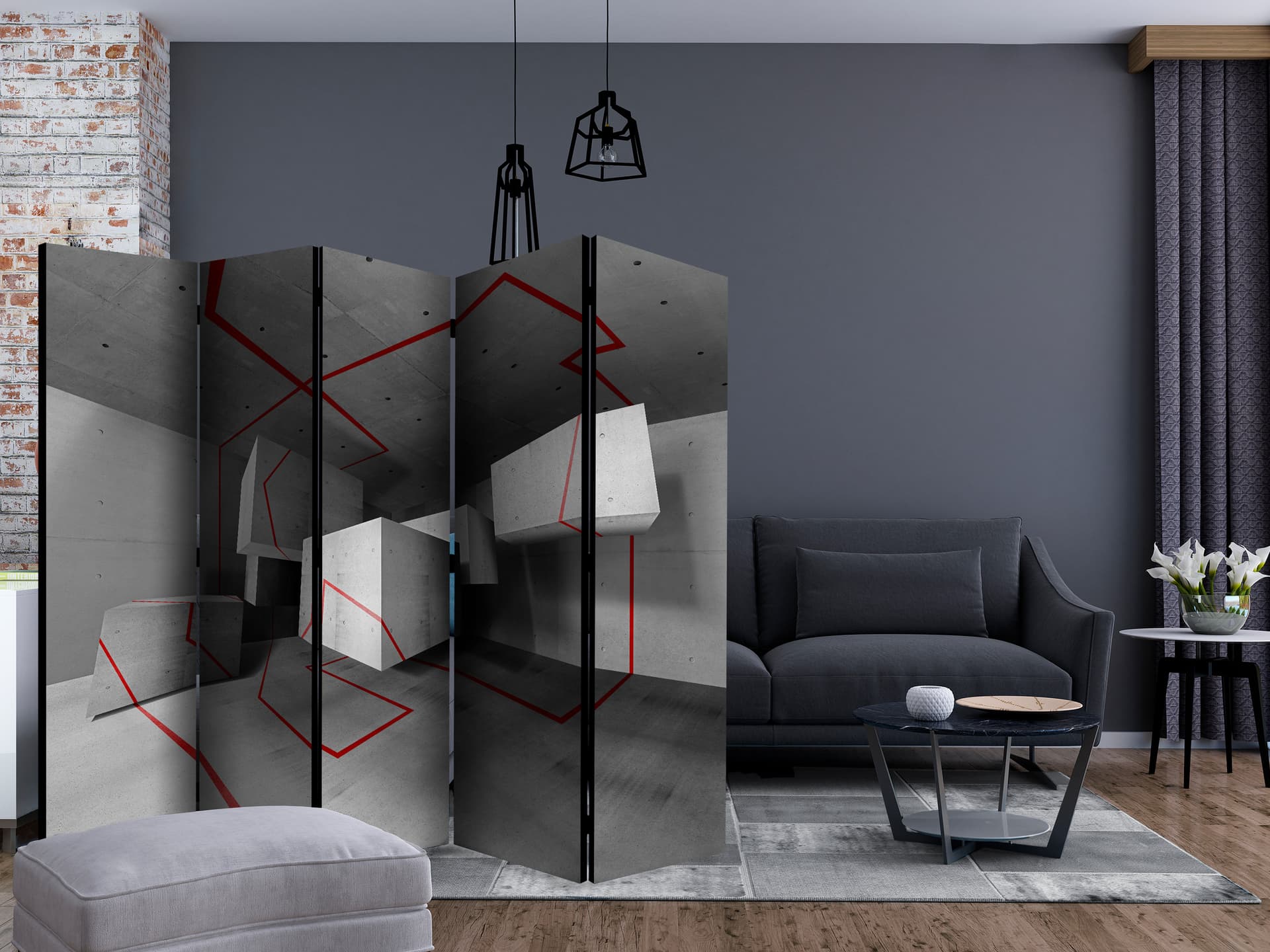 

Parawan 5-częściowy - Czerwony szlak II [Room Dividers] (rozmiar 225x172)