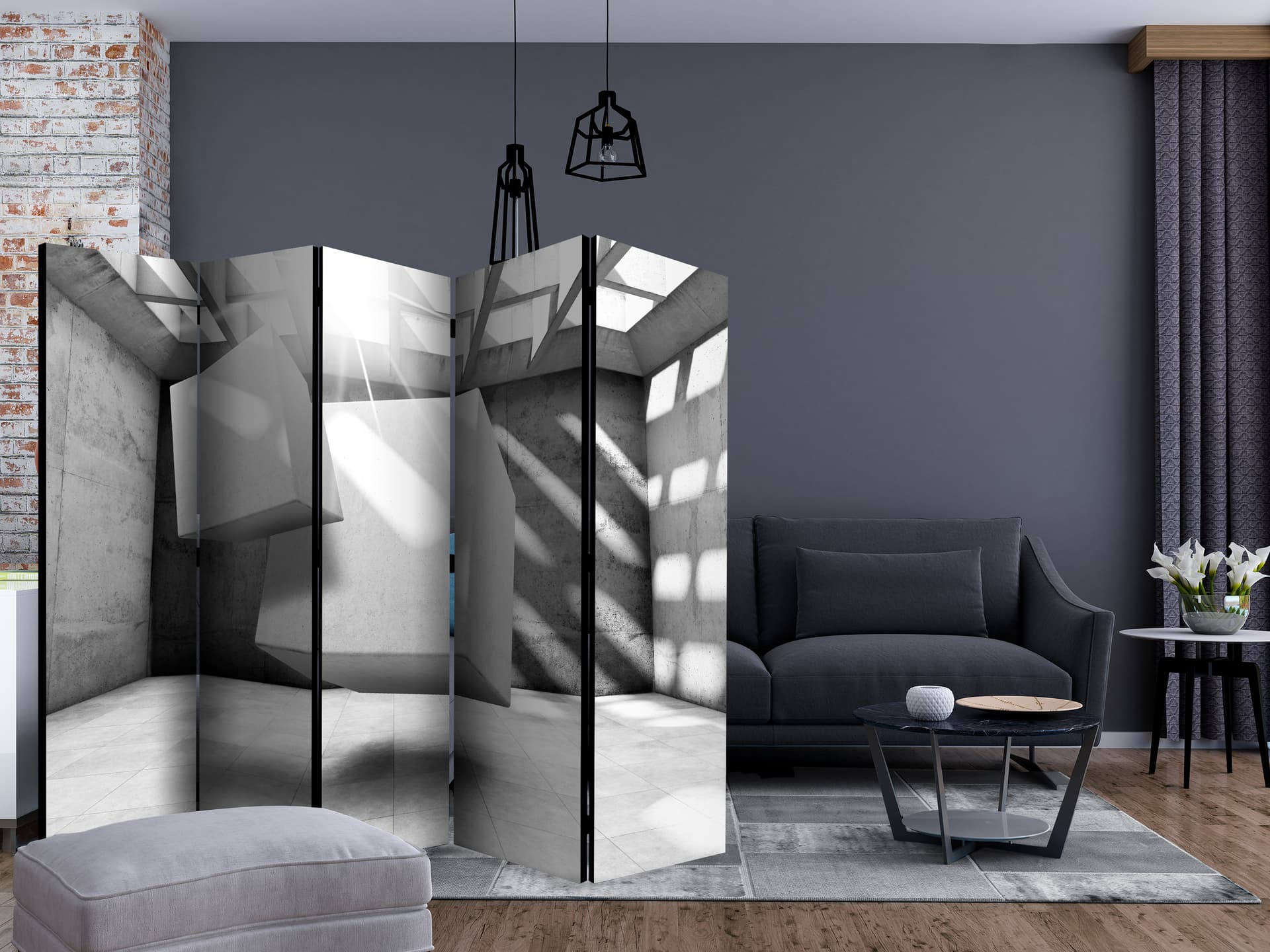 

Parawan 5-częściowy - Taniec kwadratów II [Room Dividers] (rozmiar 225x172)