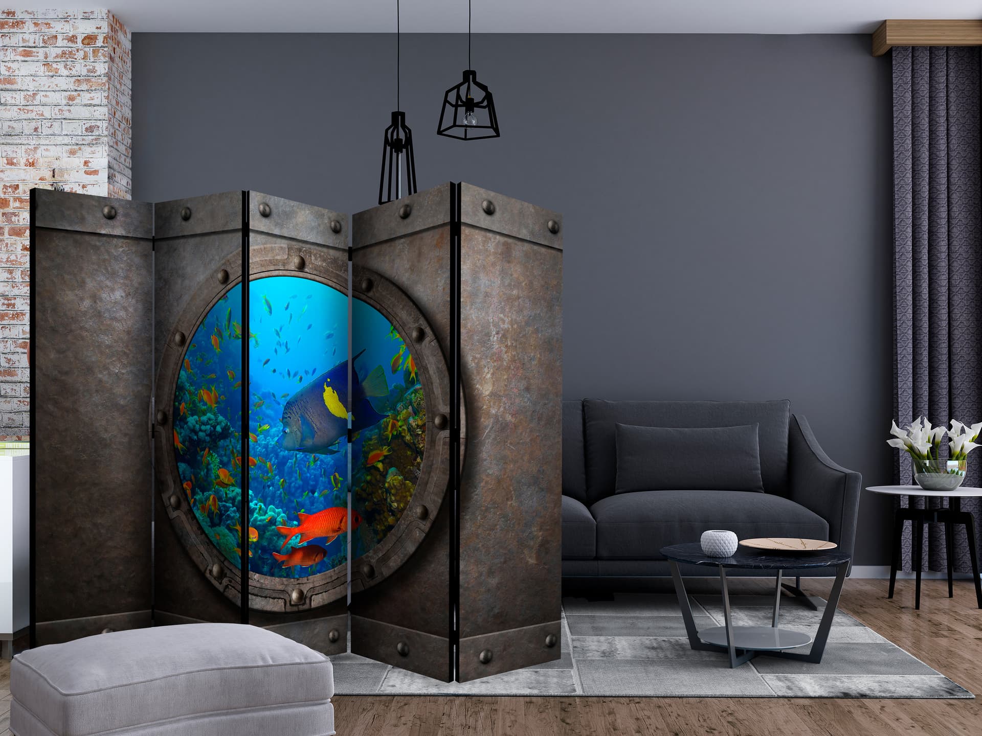 

Parawan 5-częściowy - Okno łodzi podwodnej II [Room Dividers] (rozmiar 225x172)