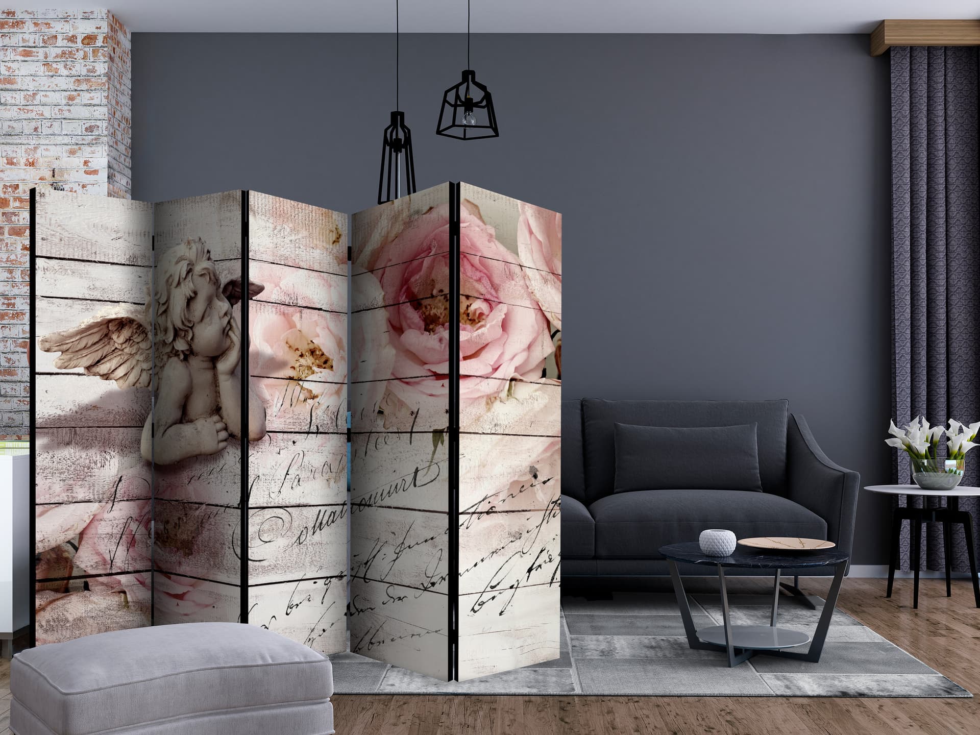 

Parawan 5-częściowy - Anioł i spokój II [Room Dividers] (rozmiar 225x172)