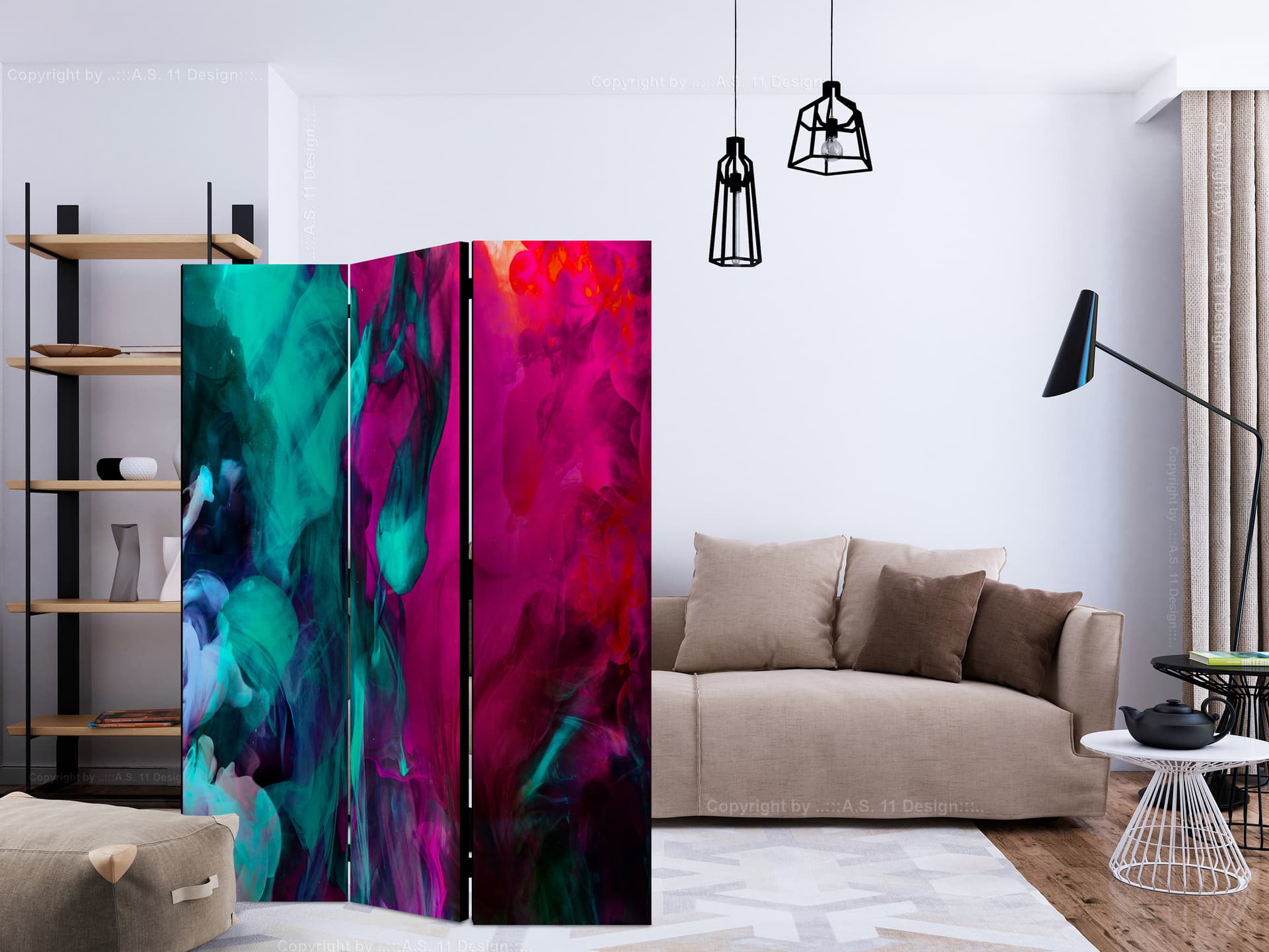 

Parawan 3-częściowy - Szaleństwo kolorów [Room Dividers] (rozmiar 135x172)