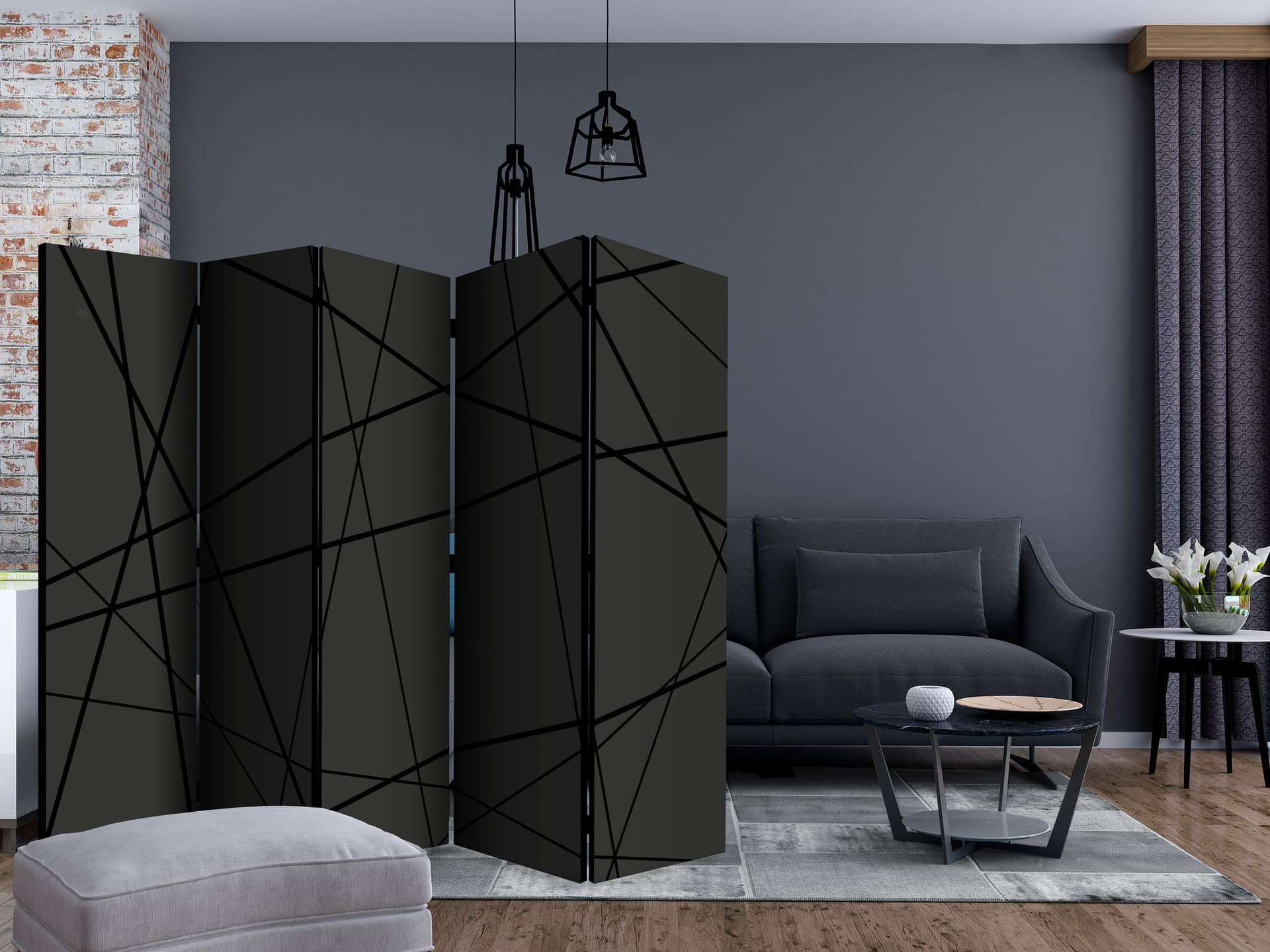 

Parawan 5-częściowy - Ciemne skrzyżowanie II [Room Dividers] (rozmiar 225x172)