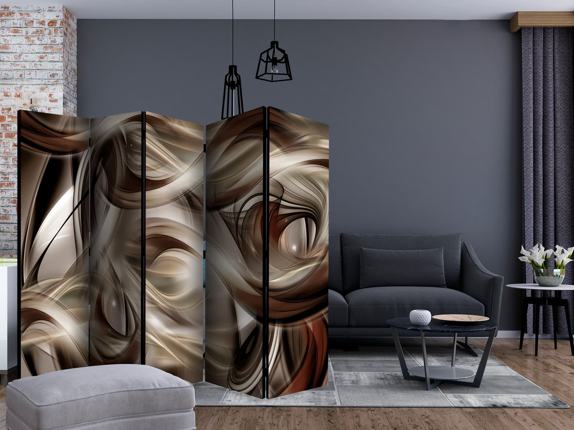 

Parawan 5-częściowy - Brązowa hulanka II [Room Dividers] (rozmiar 225x172)