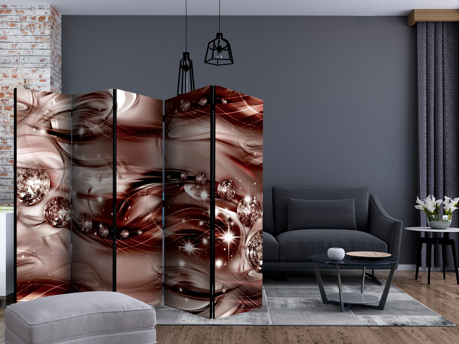 

Parawan 5-częściowy - Szkarłatna ławica II [Room Dividers] (rozmiar 225x172)