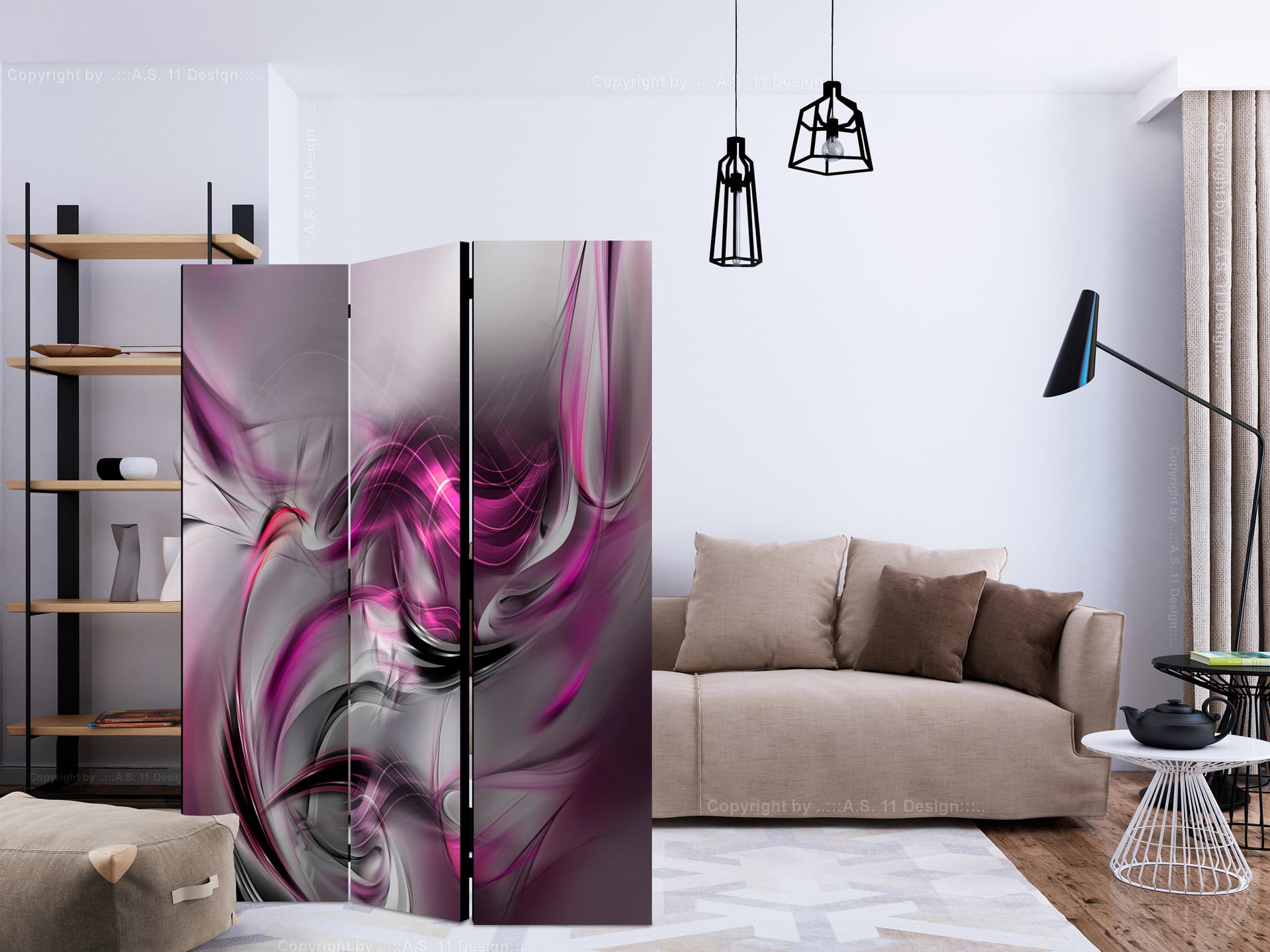 

Parawan 3-częściowy - Różowe zawirowania II [Room Dividers] (rozmiar 135x172)