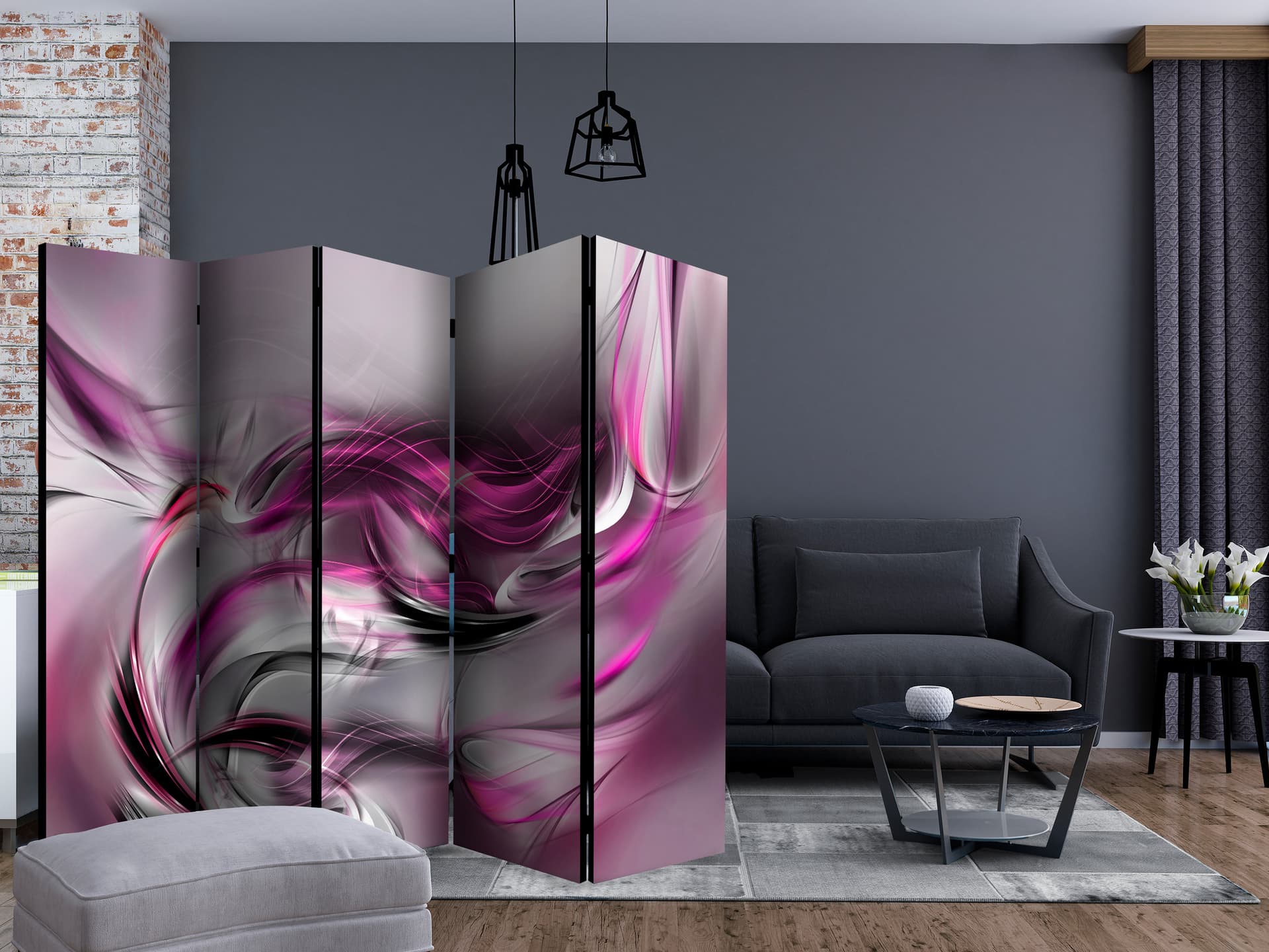 

Parawan 5-częściowy - Różowe zawirowania II II [Room Dividers] (rozmiar 225x172)