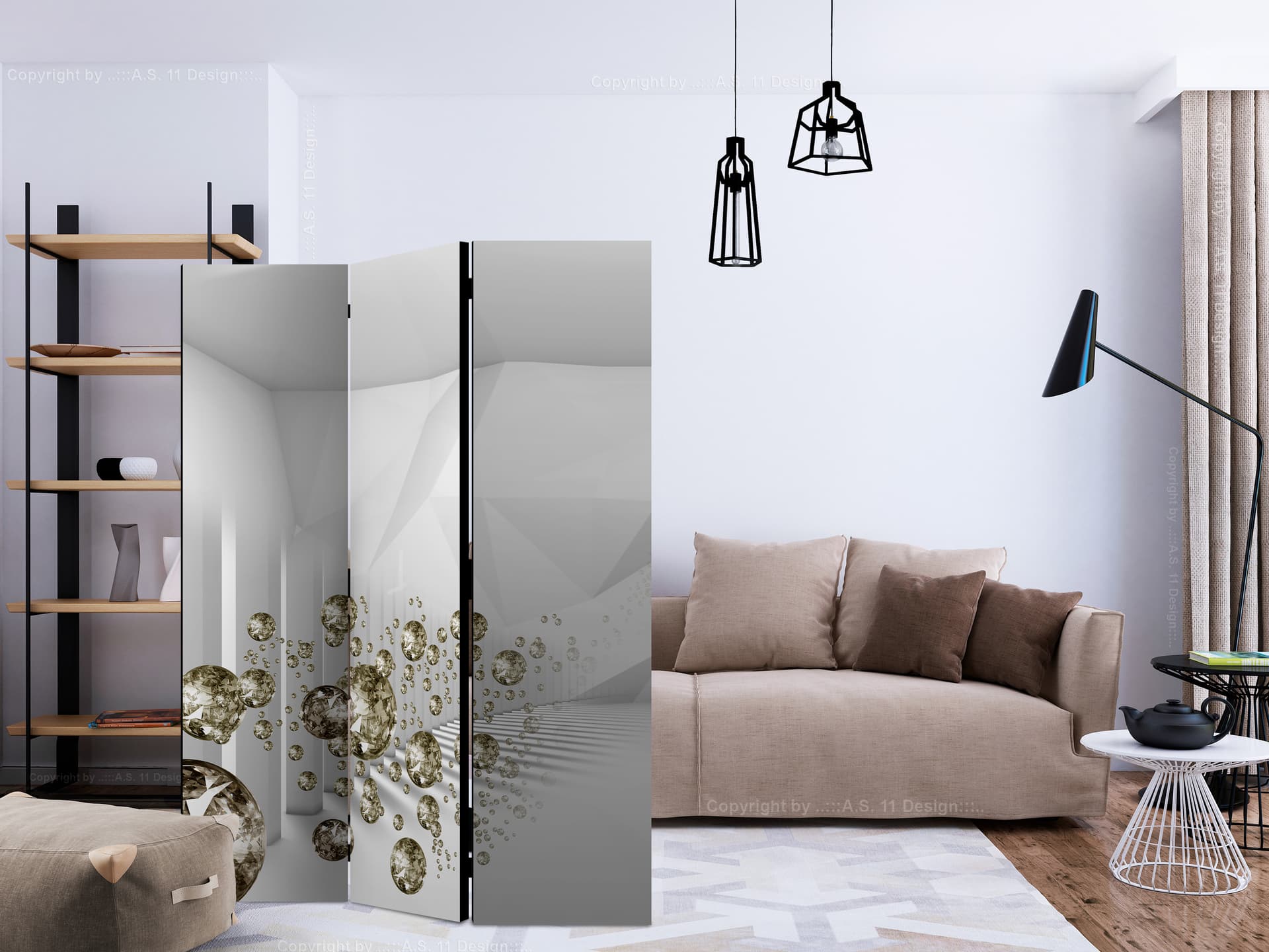 

Parawan 3-częściowy - Korytarz diamentów [Room Dividers] (rozmiar 135x172)