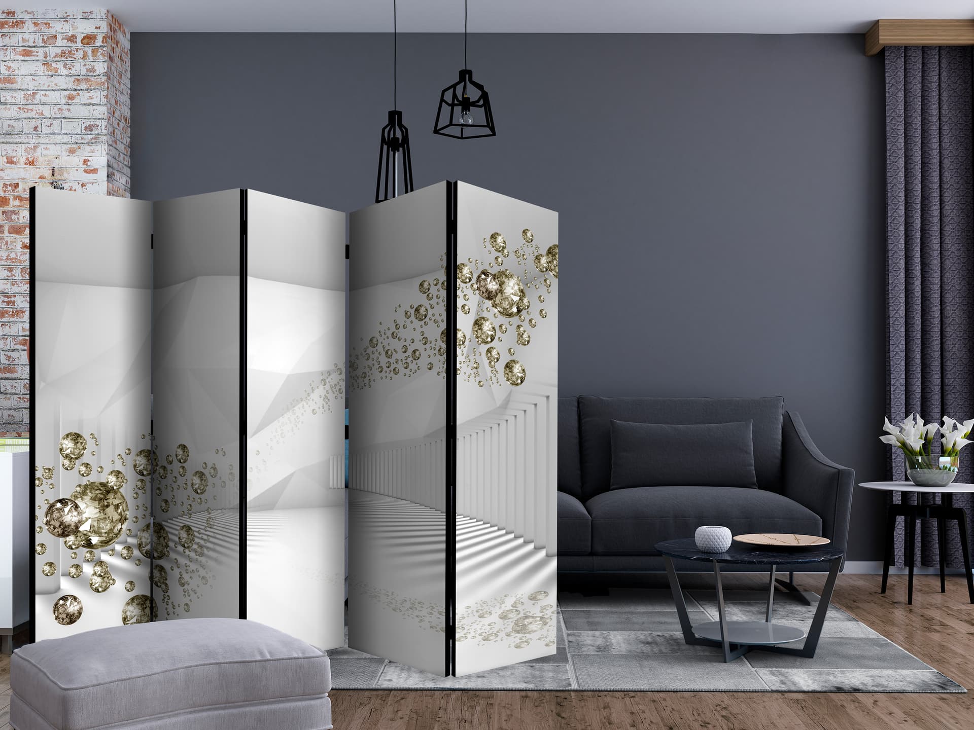 

Parawan 5-częściowy - Korytarz diamentów II [Room Dividers] (rozmiar 225x172)