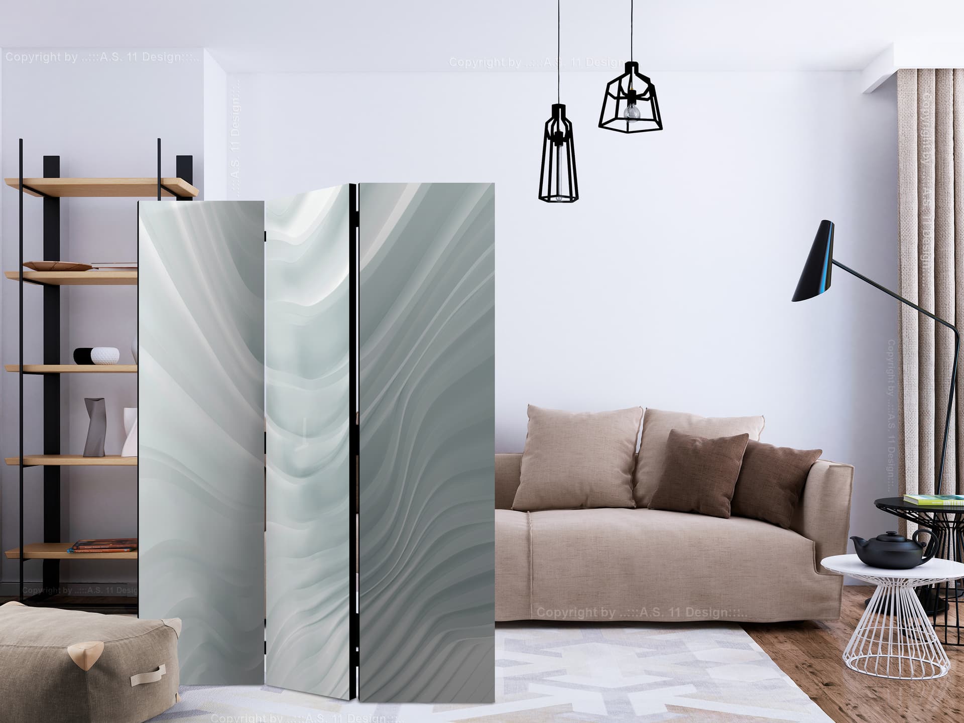 

Parawan 3-częściowy - Falująca biel [Room Dividers] (rozmiar 135x172)