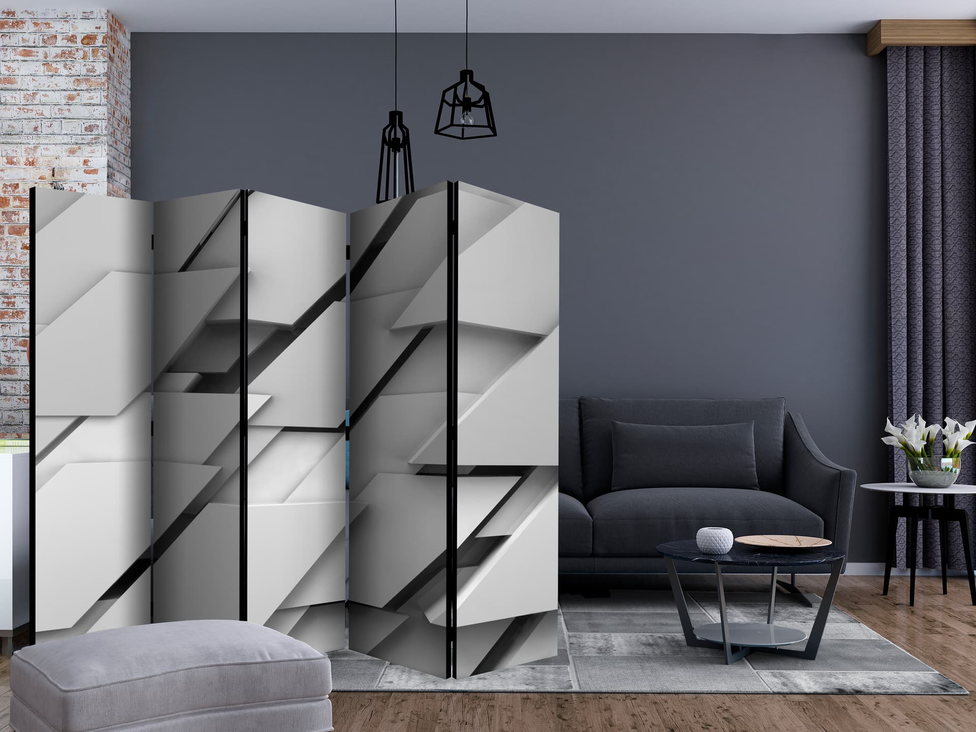 

Parawan 5-częściowy - Krawędź szarości II [Room Dividers] (rozmiar 225x172)