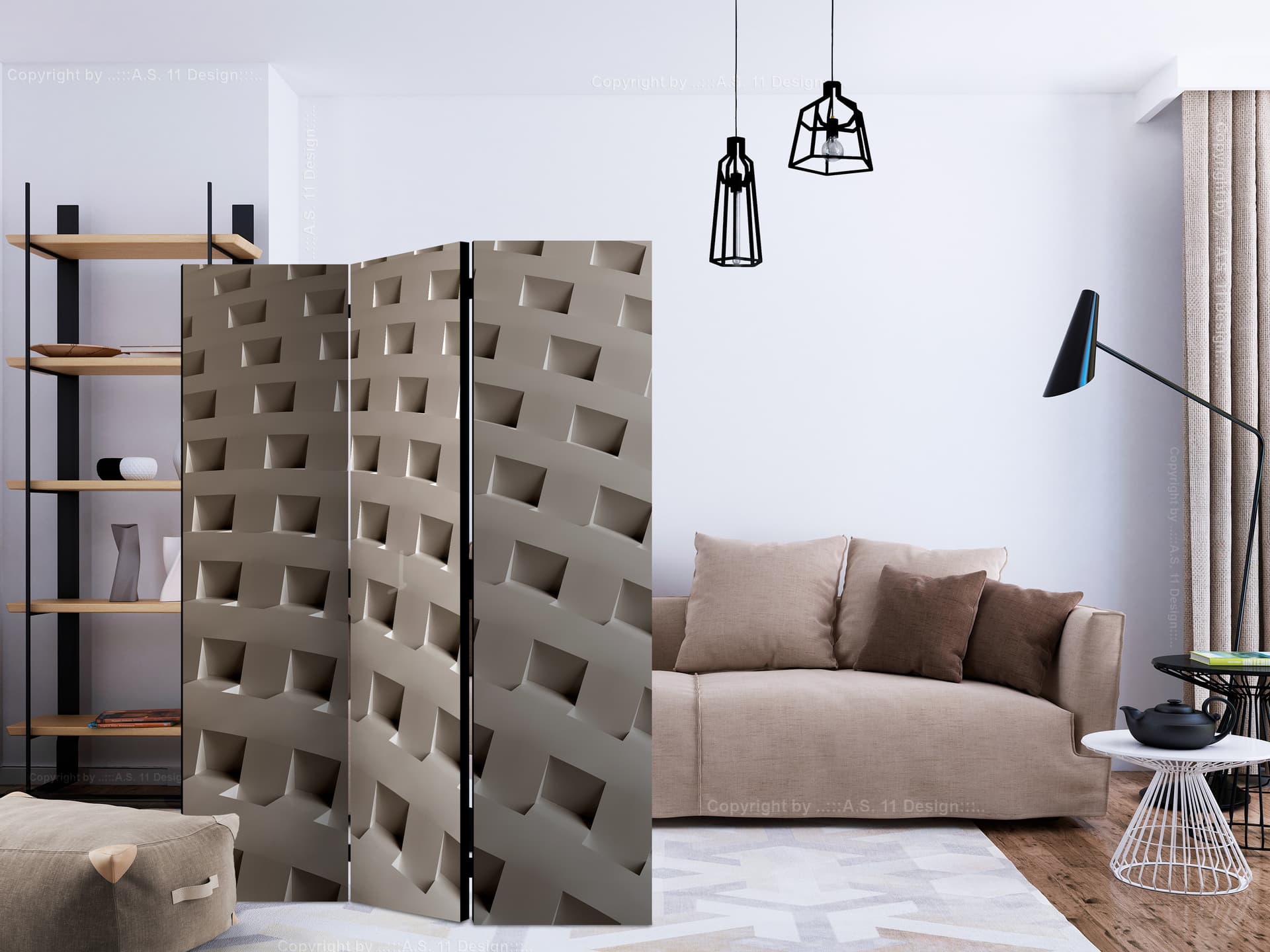 

Parawan 3-częściowy - Konstrukcja nowoczesności [Room Dividers] (rozmiar 135x172)