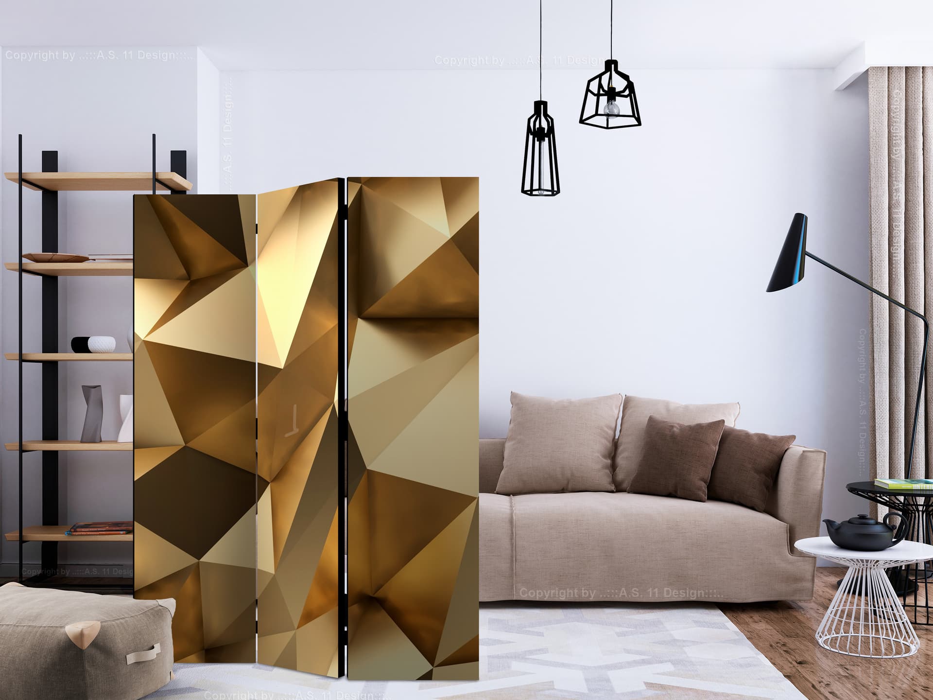 

Parawan 3-częściowy - Złota kopuła [Room Dividers] (rozmiar 135x172)