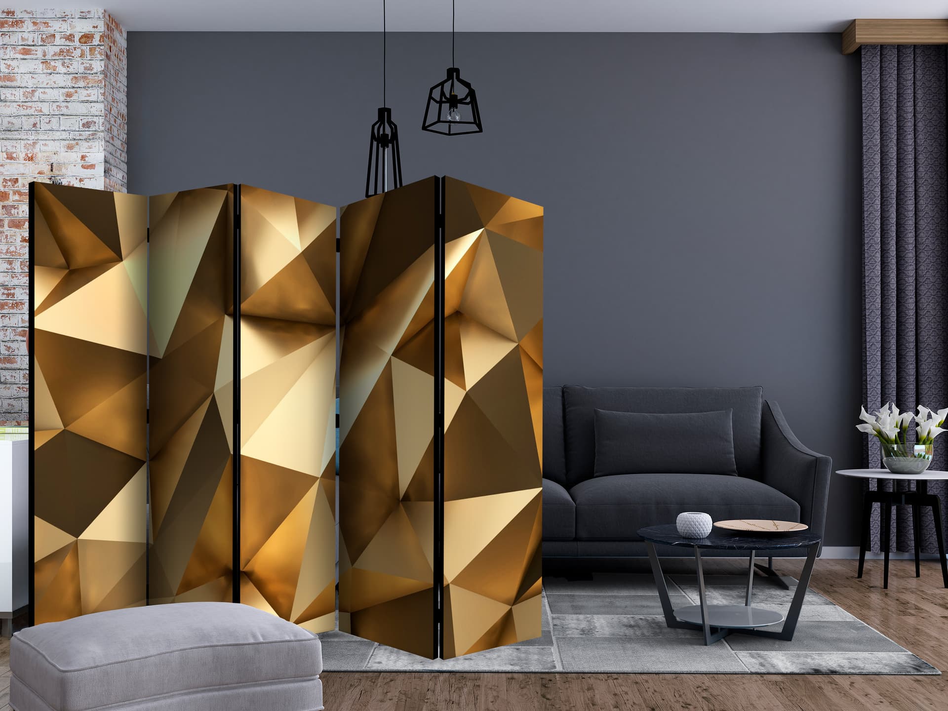 

Parawan 5-częściowy - Złota kopuła II [Room Dividers] (rozmiar 225x172)