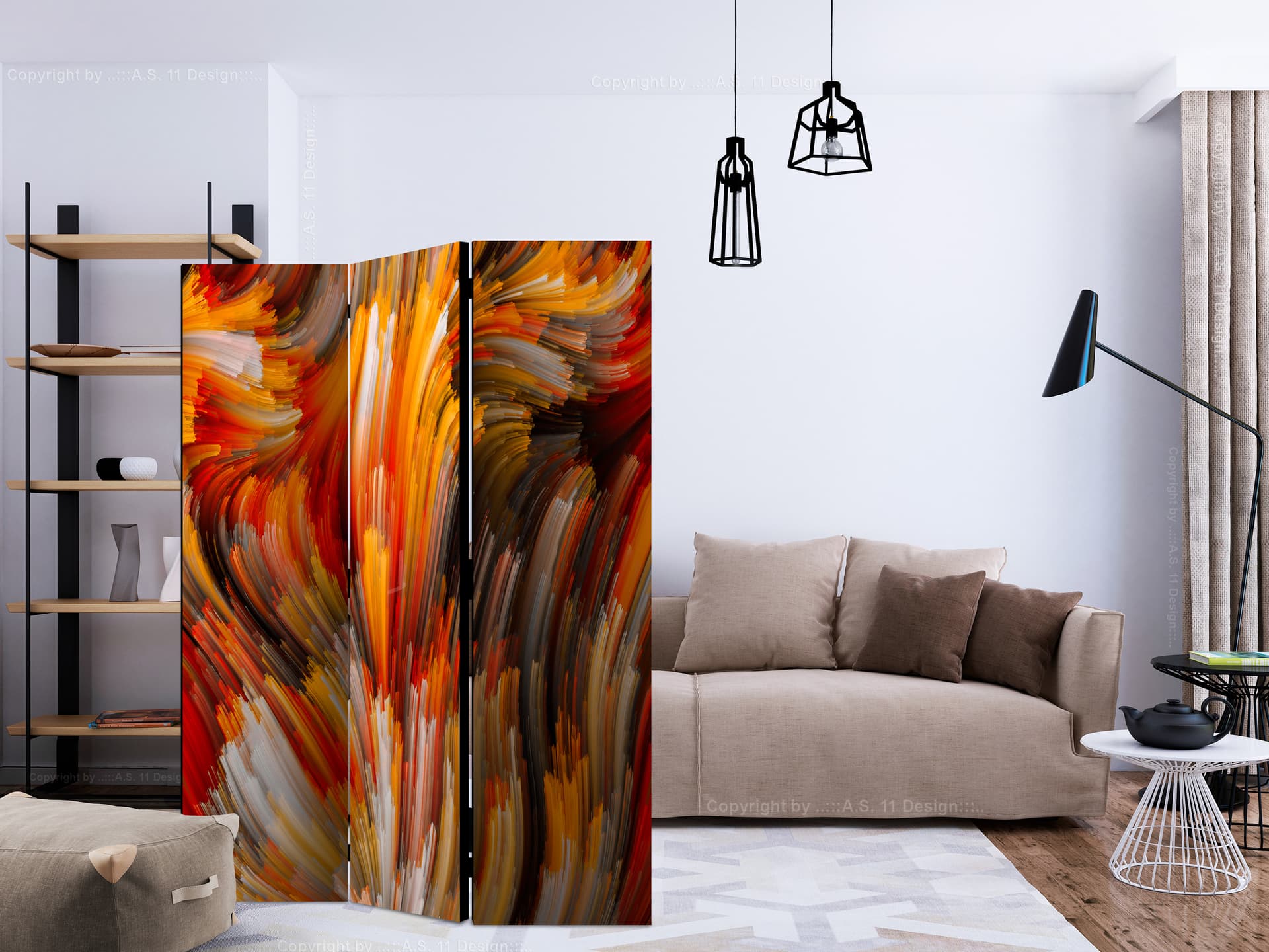 

Parawan 3-częściowy - Ocean ognia [Room Dividers] (rozmiar 135x172)
