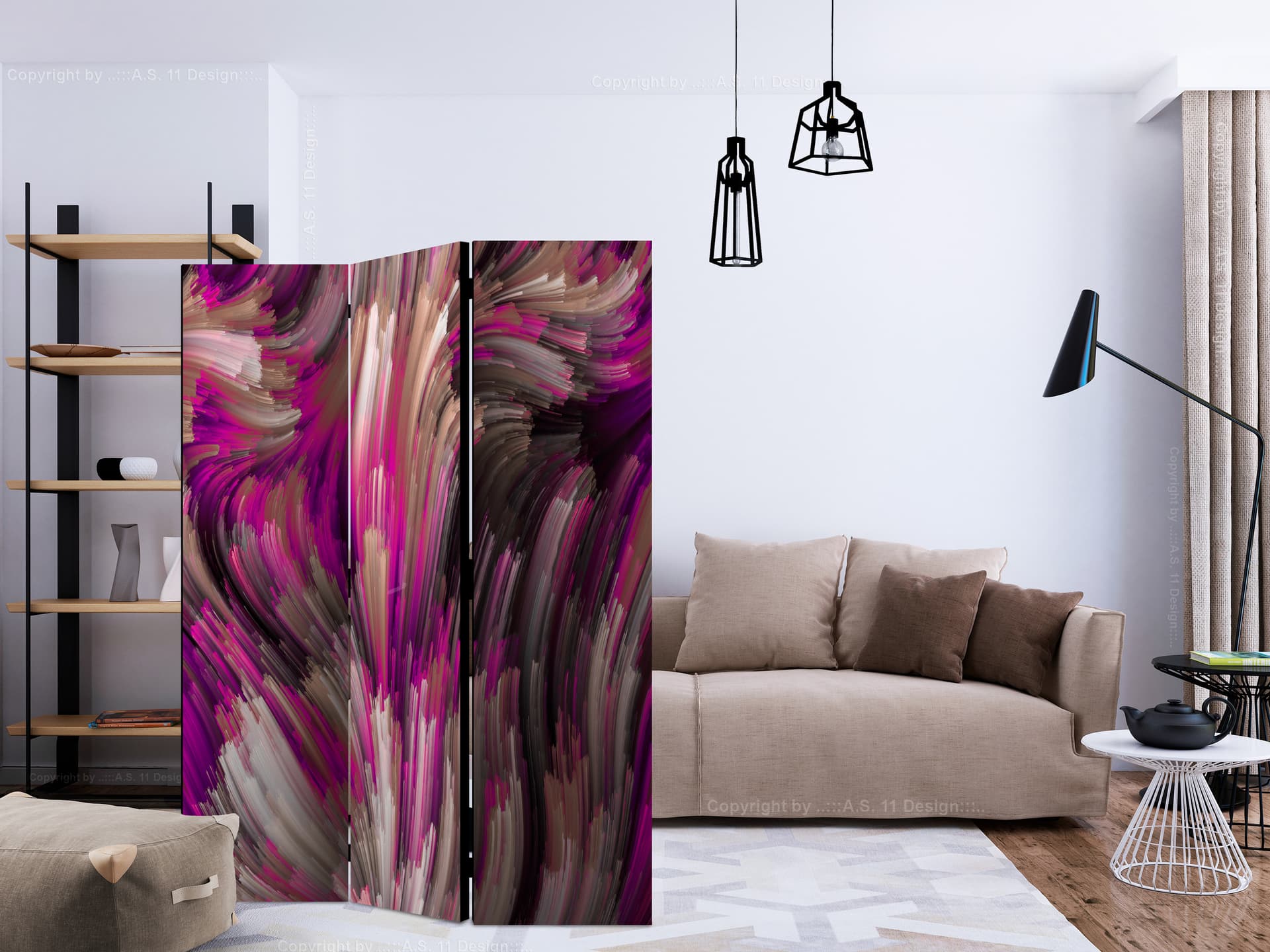 

Parawan 3-częściowy - Fioletowa energia [Room Dividers] (rozmiar 135x172)