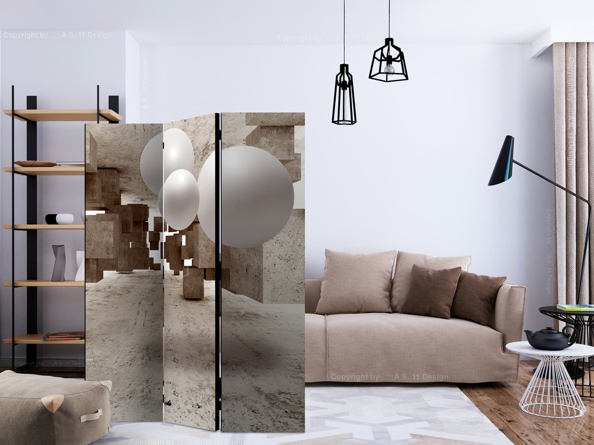 

Parawan 3-częściowy - Betonowy labirynt [Room Dividers] (rozmiar 135x172)