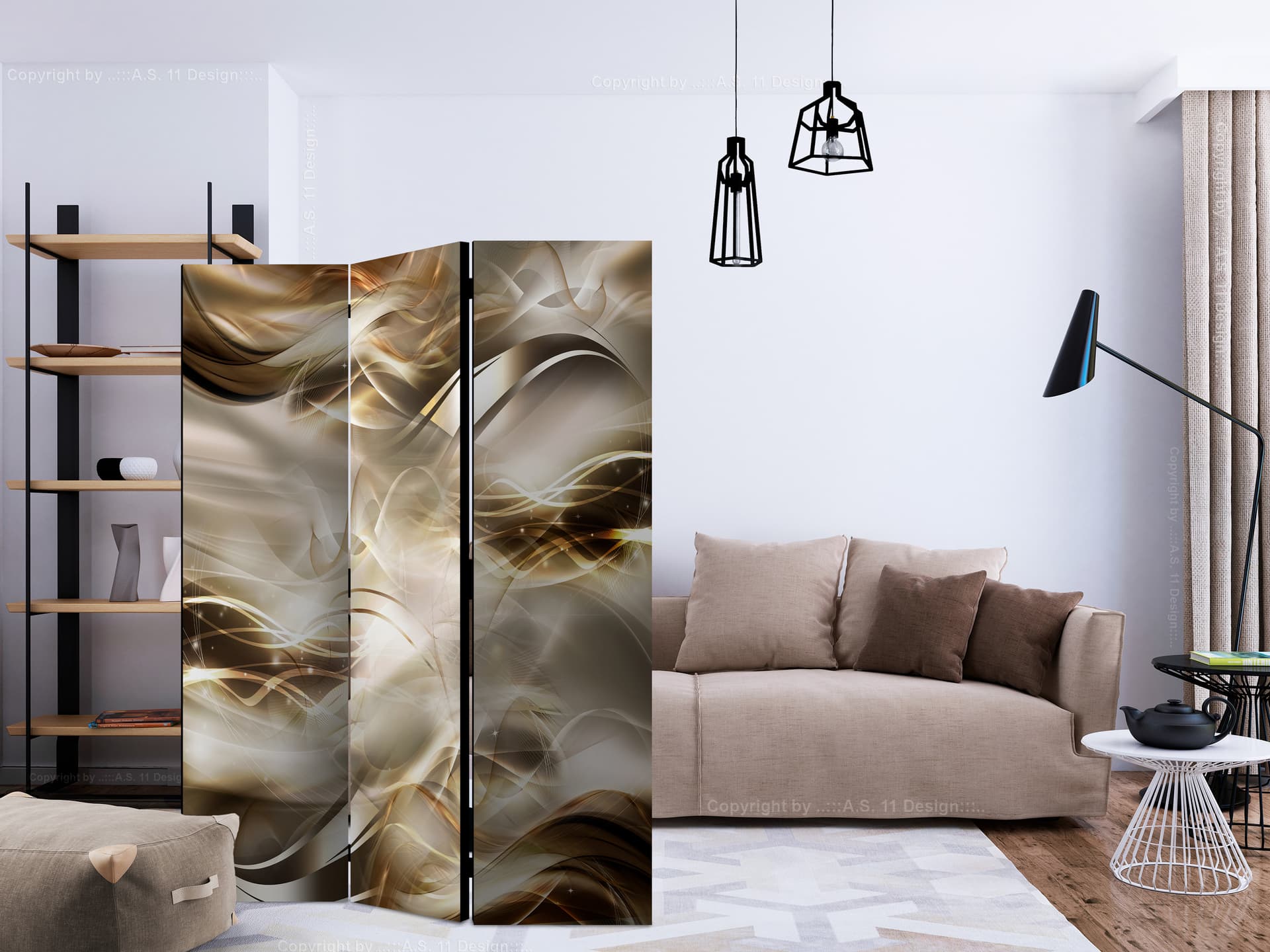 

Parawan 3-częściowy - Bursztynowa rzeka [Room Dividers] (rozmiar 135x172)
