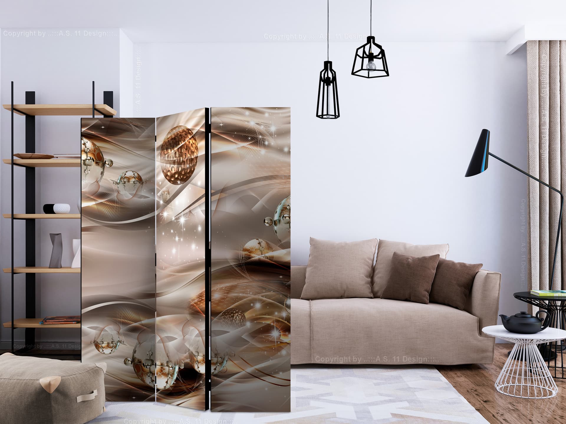 

Parawan 3-częściowy - Bursztynowa konstelacja [Room Dividers] (rozmiar 135x172)