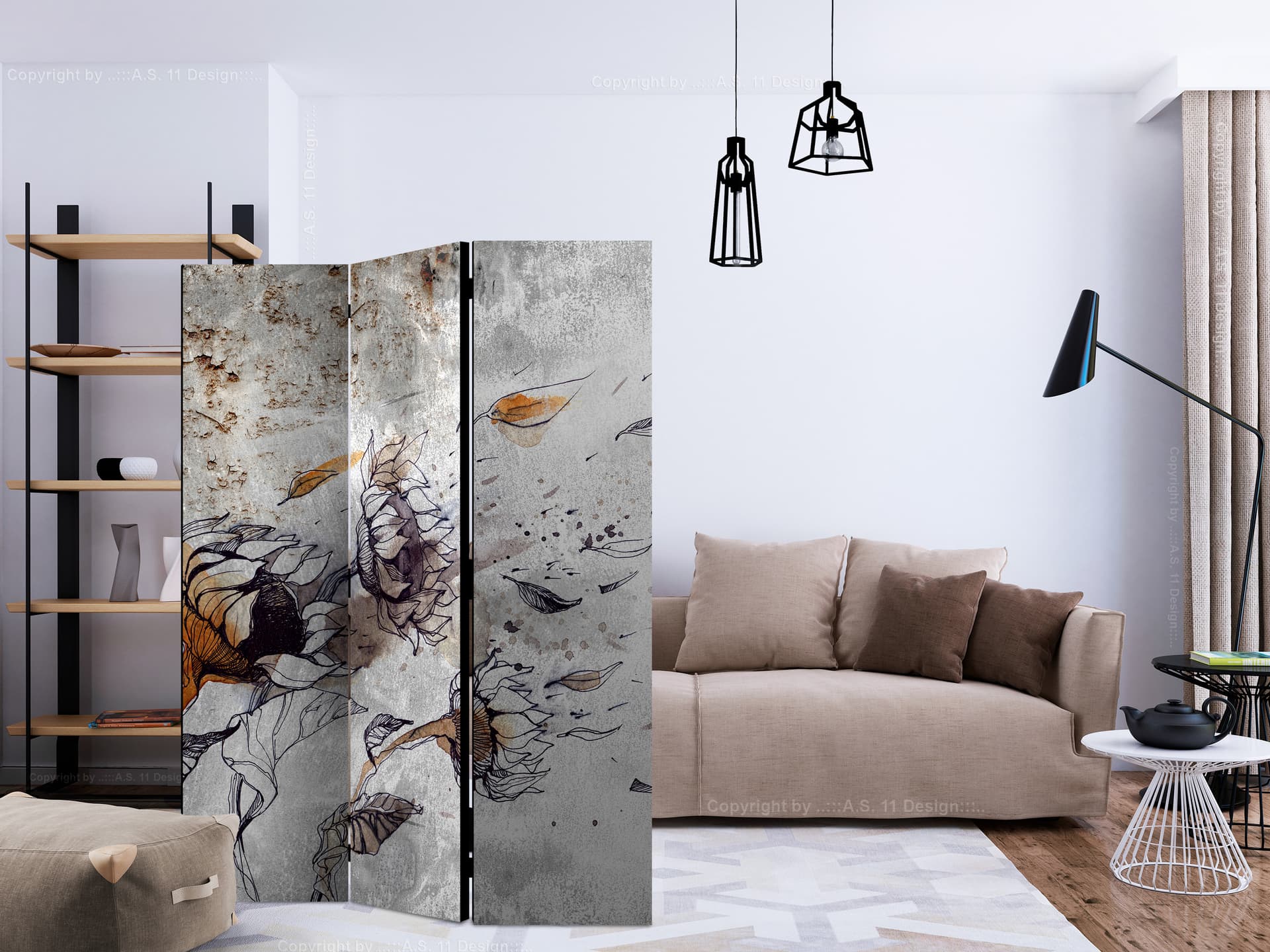 

Parawan 3-częściowy - Przywołanie słoneczników [Room Dividers] (rozmiar 135x172)