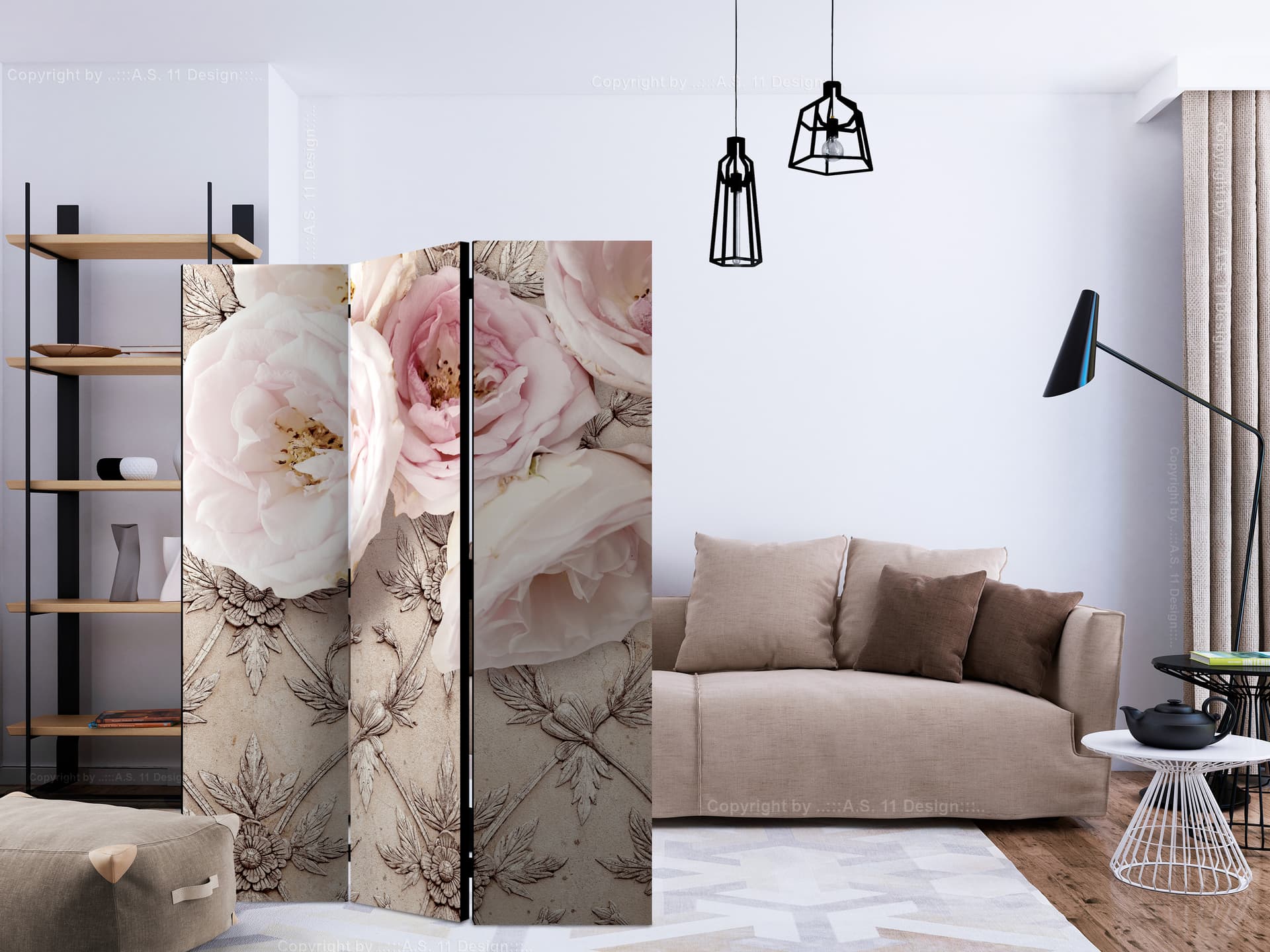 

Parawan 3-częściowy - Romantyczny beż [Room Dividers] (rozmiar 135x172)