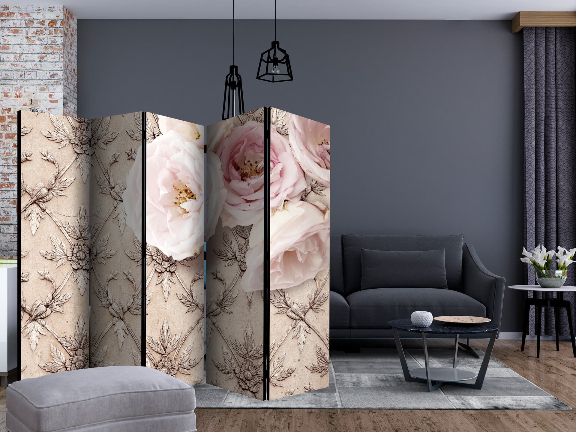 

Parawan 5-częściowy - Romantyczny beż II [Room Dividers] (rozmiar 225x172)